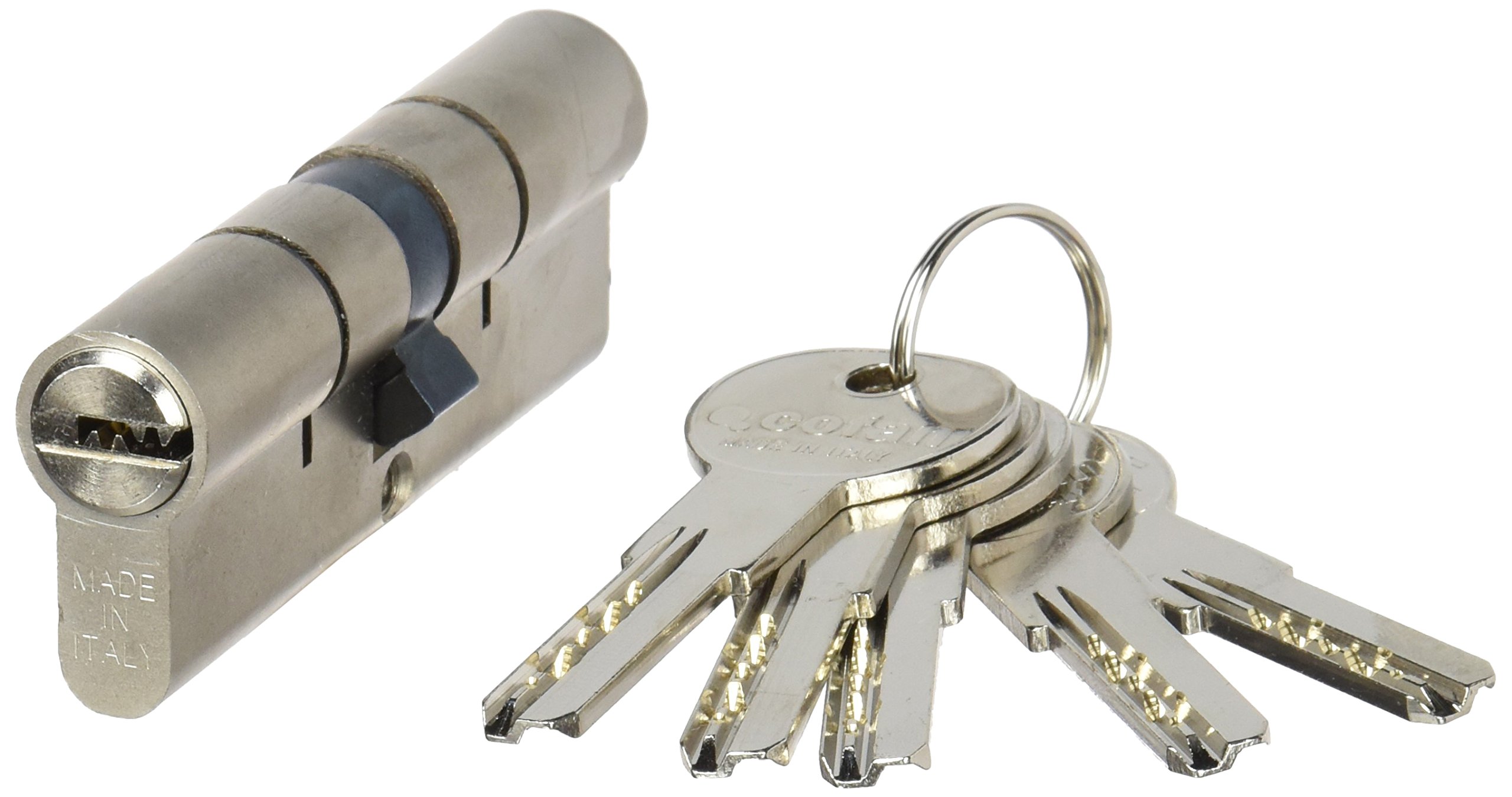 Cylindre de sécurité 45/45 mm en nickel mat avec came longue