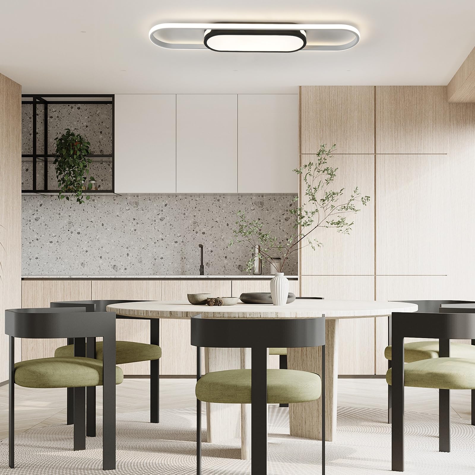 Oninio Lámpara de Techo LED Moderna Plafón Regulable con Mando a Distancia Lámpara de Techo para Salón Cocina Comedor Dormitorio 80 cm