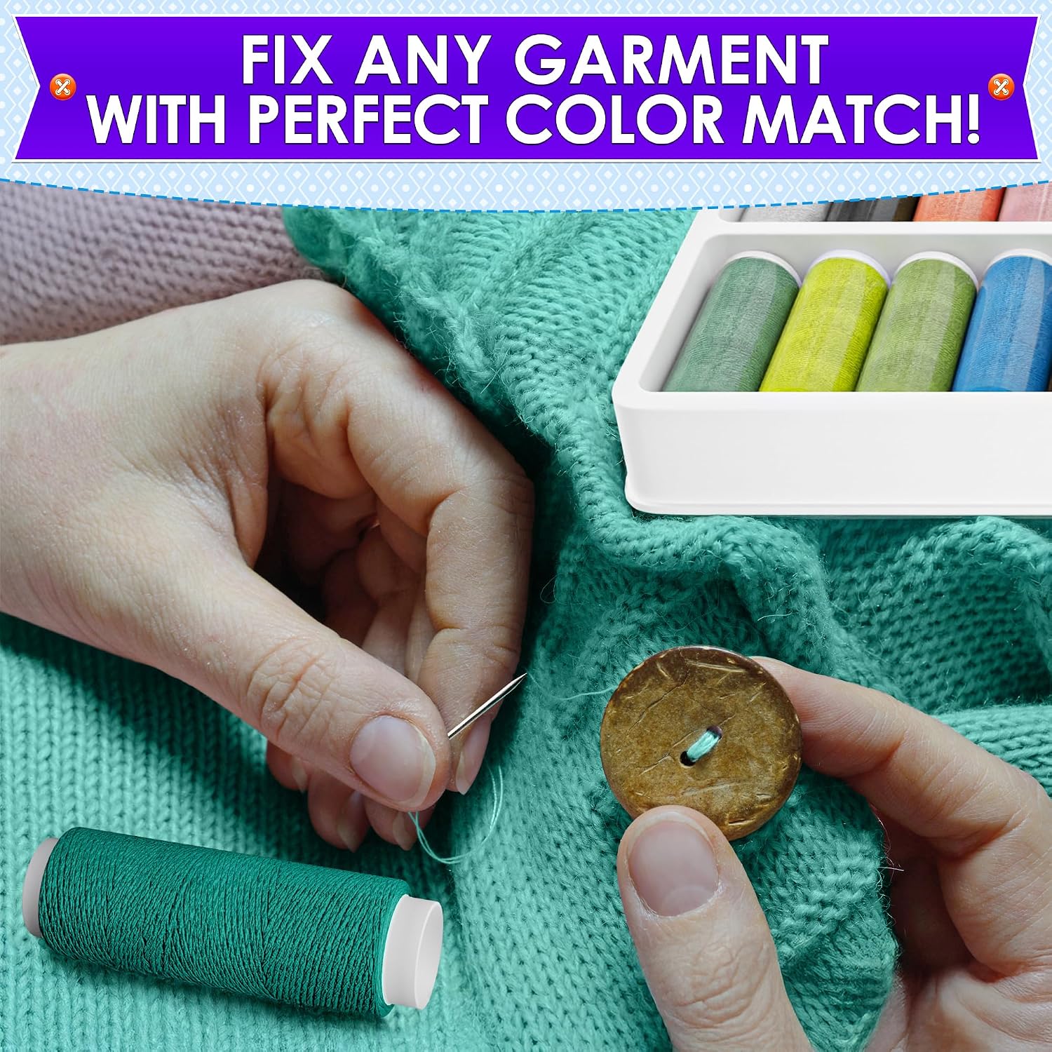 Sewing Machine Thread Set - 39 Colors Polyester Thread for Sewing Machine & Hand Embroidery, 140 Yards Per Spool, Bright Colors that Won't Fade - Ensures Smooth Stitching with Most Fabrics