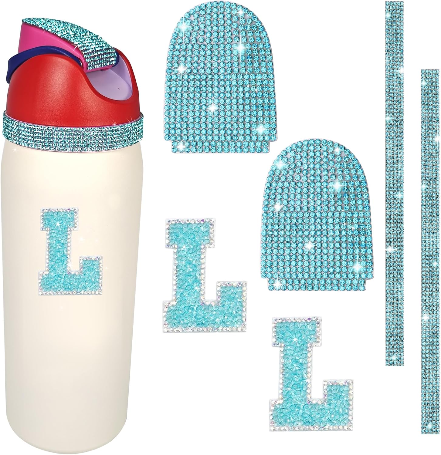 Rhinestone Letters Stickers for Owala Bottle Acc (L, Blue)
