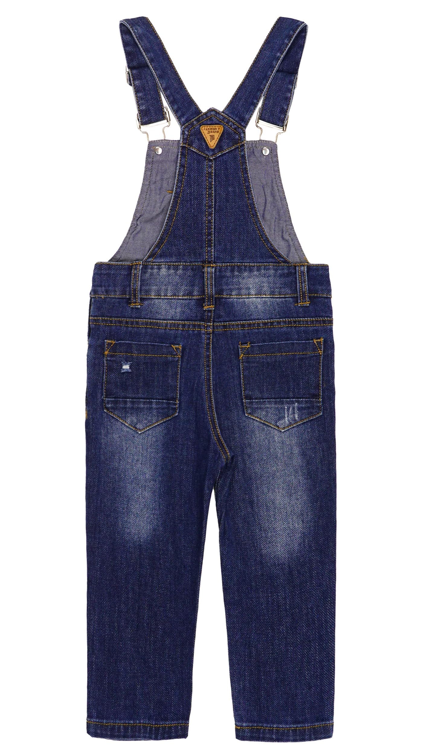 KIDSCOOL SPACE Jeans slim fit per neonati, salopette di jeans strappate con taschino grande