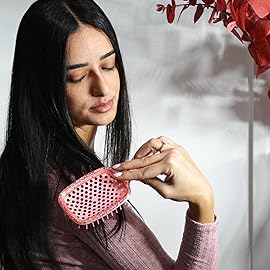 FHI Heat UNbrush Detangling Brush for Pain-Free Brushing on All Wet or Dry Hair Types - Durable DuoFlex Anti-Static Bristles, Lightweight Handle, Vented Hair Brush, Ruby Peach