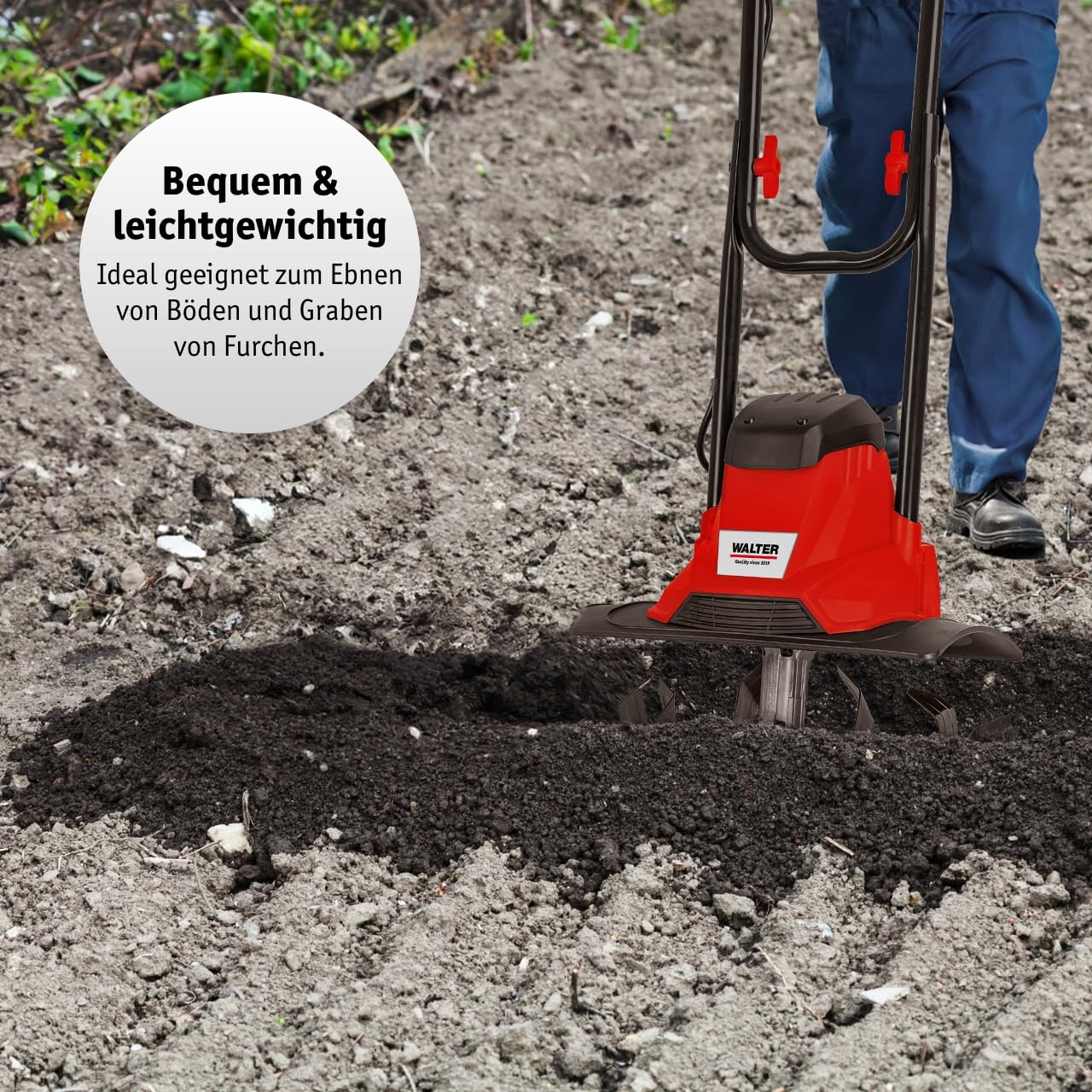 WALTER Gartenfräse 1200 Watt – Elektro-Motorhacke Mit 360 Mm Arbeitsbreite, Für Beet & Feld