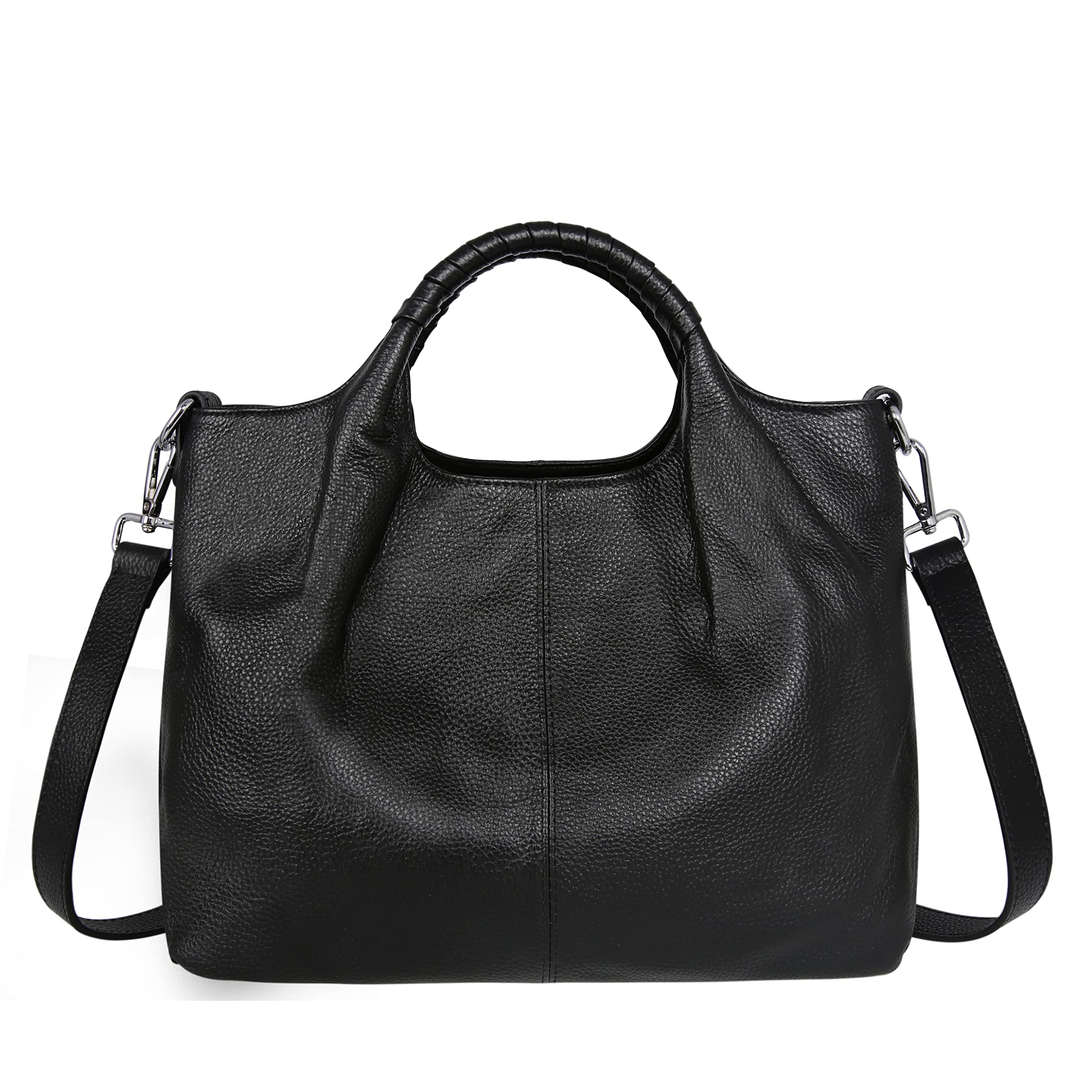 Iswee - Bolso bandolera de piel auténtica con asa superior para mujer
