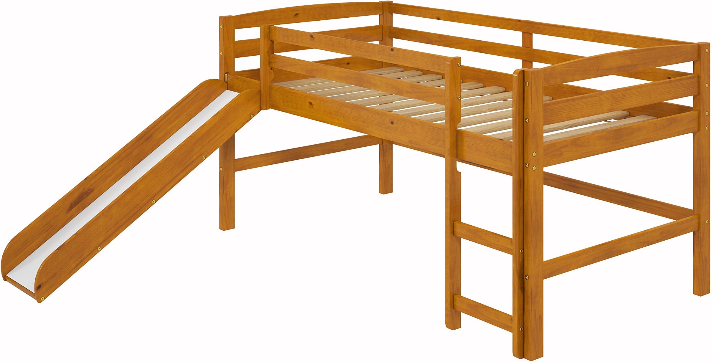 Woodcrest Mini Slide Loft Bed, Twin, Honey
