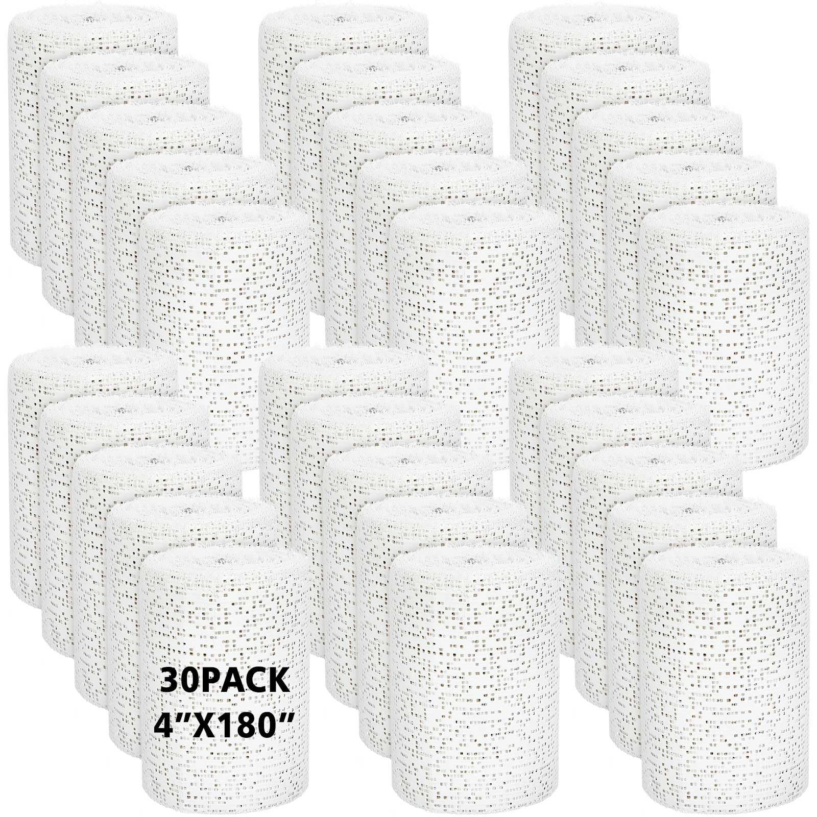 Preboun 30 Pack Plaster Cloth Gauze Bandages Roll Bulk Plaster Strips for School Classroom Craft Art Projects, Paper Mache, Belly Cast and Body Casts, Mask Making, Each Roll 4 Inch x 180 Inch