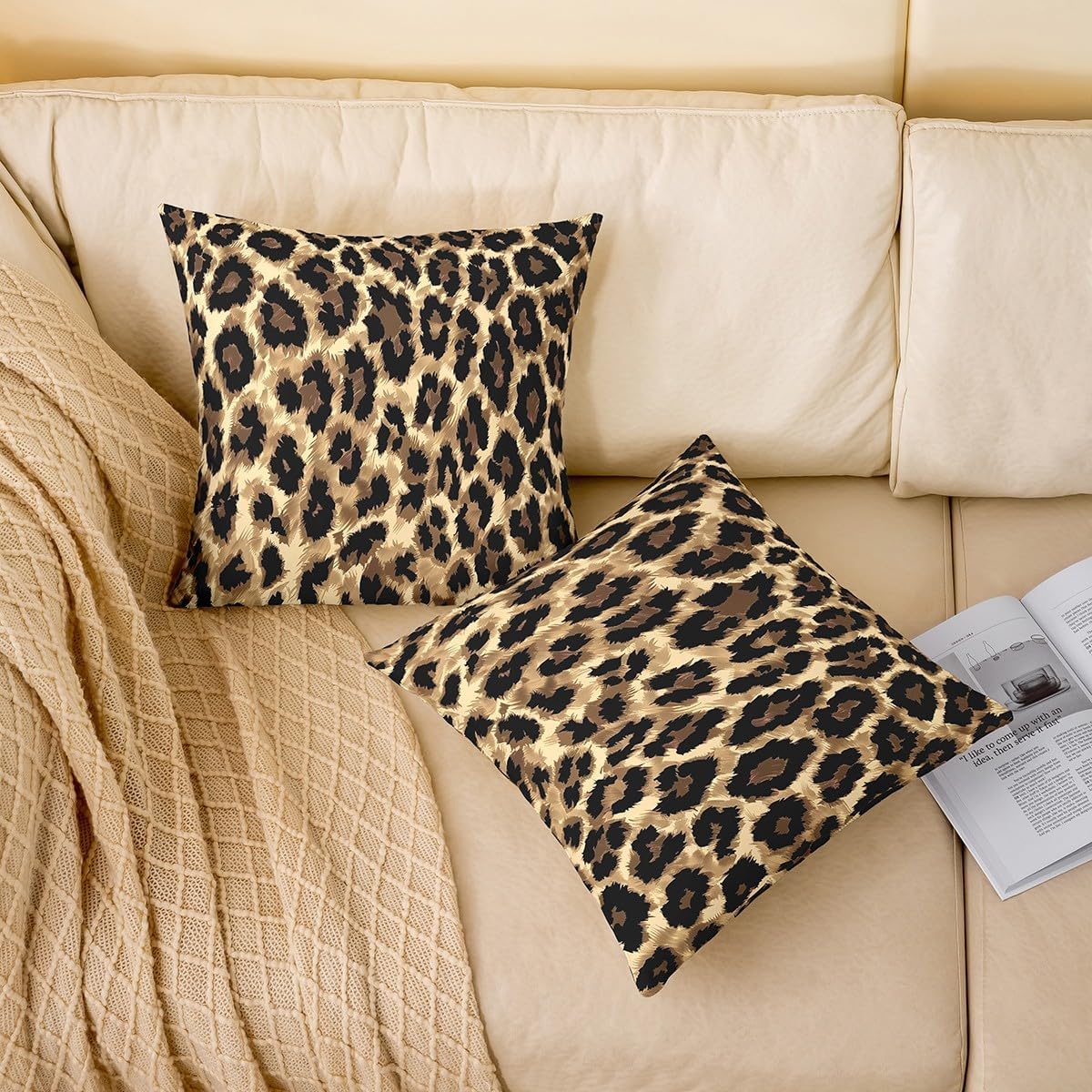 Black Brown Leopard Print Decorative Pillow Cover, Cheetah Leopard Throw Pillow Cover For Bedroom Living Room Decor, African Wild Animal Theme Cushion Cover For Teen Adult Boys Girls, 24X24