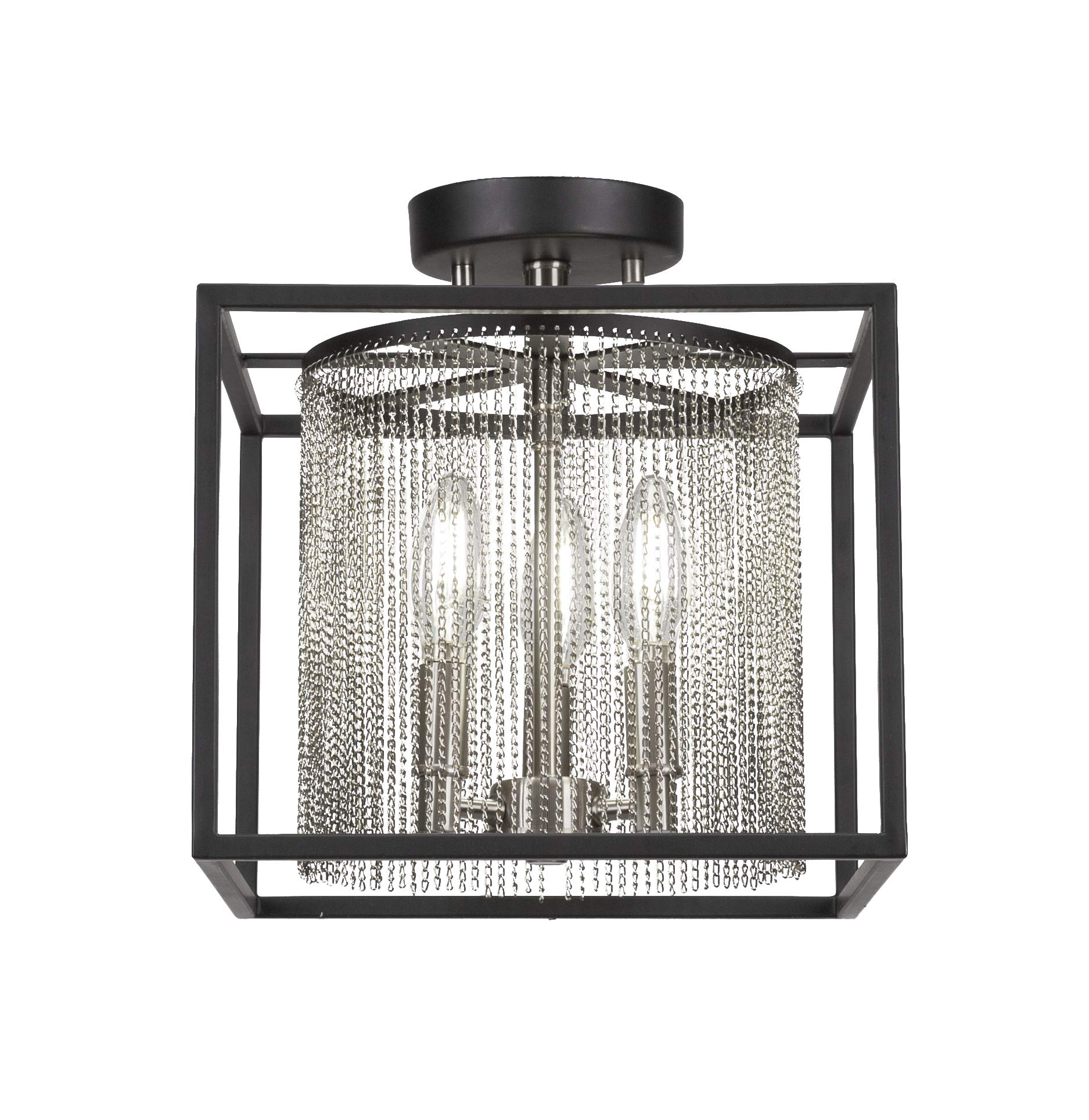 Cadina 3 Light Semi-Flush in Matte Black & Brushed Nickel (1337-MBBN)