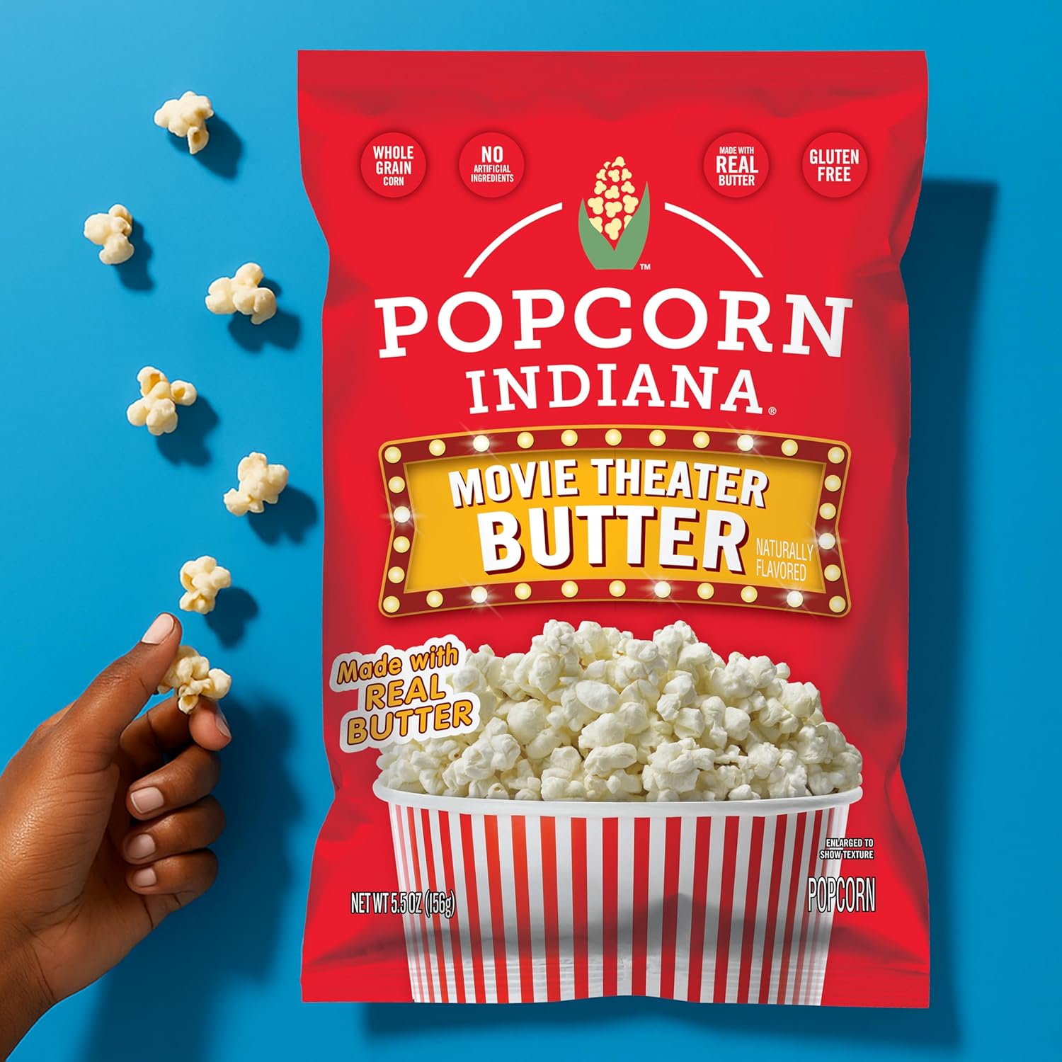 Popcorn Indiana Movie Theater Butter – Rich Butter Movie Theater Popcorn, Authentic & Gourmet Flavor, Gluten Free, 5.5 Oz (6 Pack)