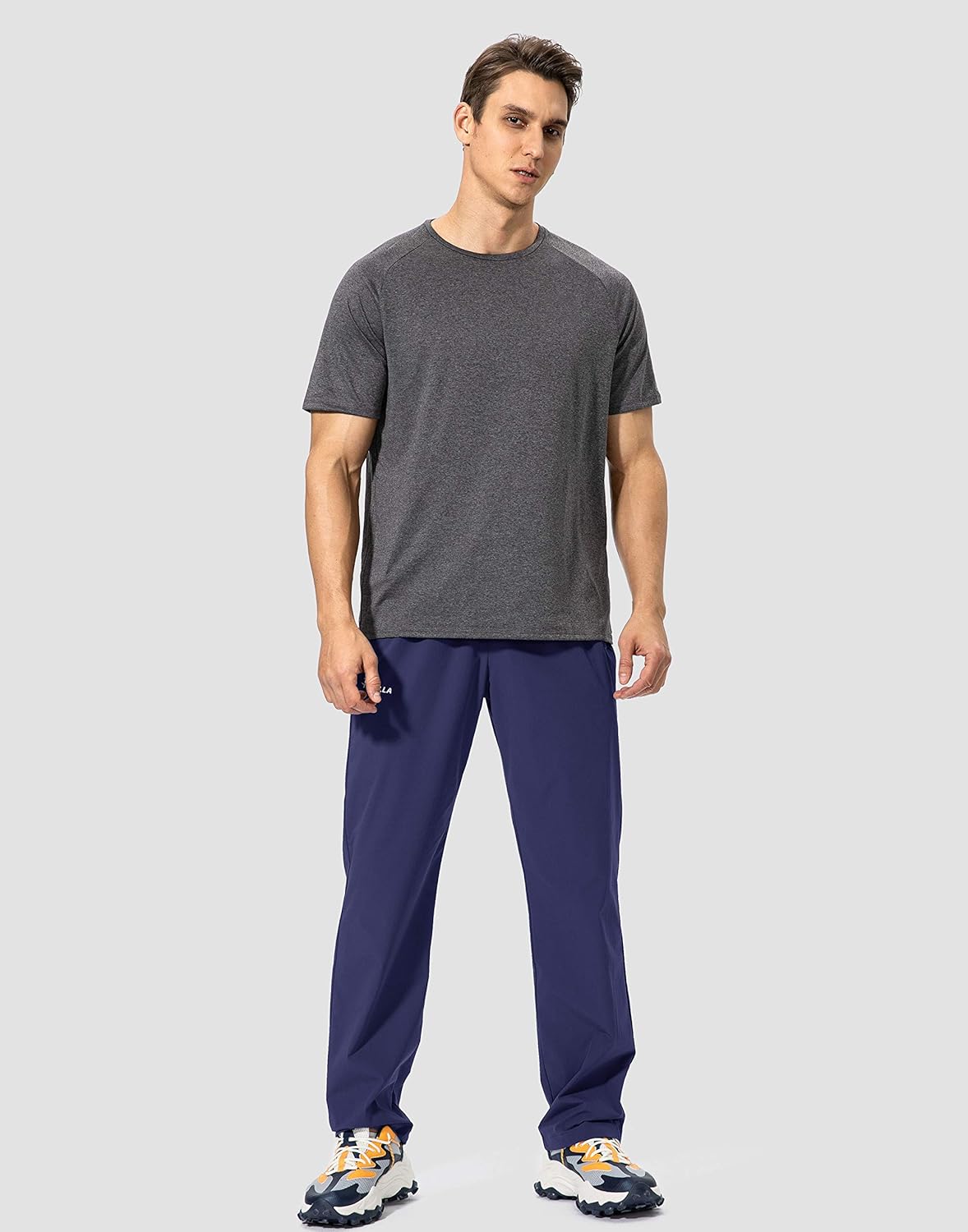 Pudolla Men's Workout Athletic Pants Elastic Waist Jogging Running Pants for Men with Zipper Pockets - Image 3