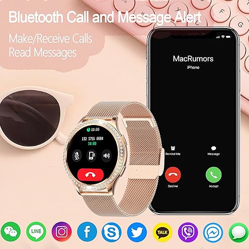 Miniatura 2 de Reloj inteligente de diamantes de moda para mujer, pantalla táctil HD de 1.32 pulgadas, más de 100 modos deportivos, rastreador de actividad física