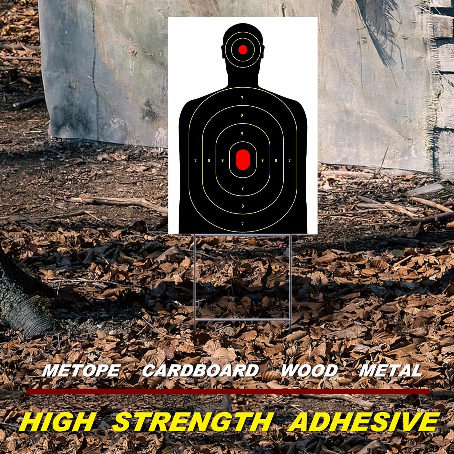 Atflbox 12x18 inch Silhouette Splatter Targets and Adhesive Target Sticker, Bright Fluorescent Yellow, Easily seen on Impact for Indoor and Outdoor Shooting Range