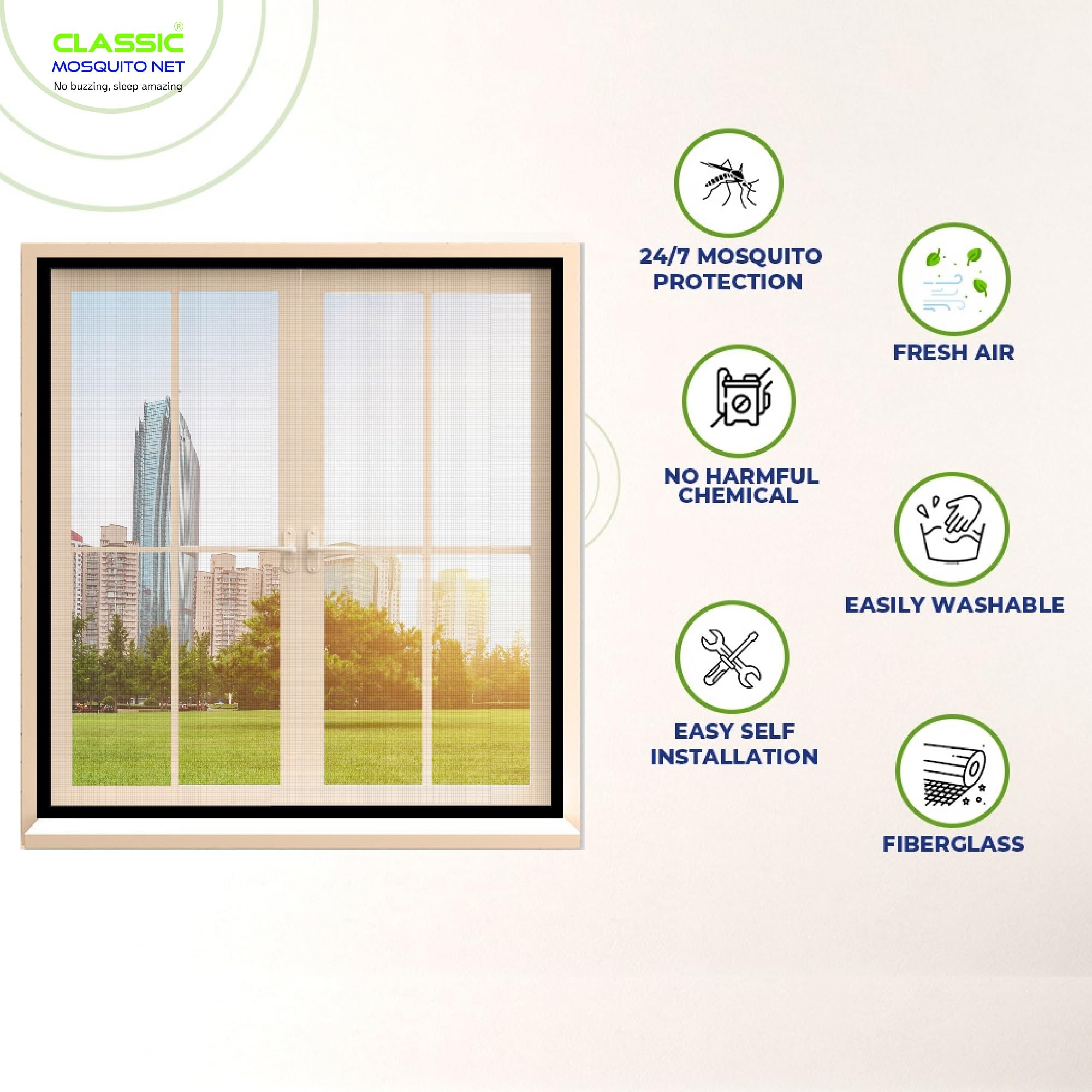 Classic Mosquito Net for Windows |Pre-Stitched (Size: 120X90cm / Color: Black |Premium 120GSM Fiberglass Mesh with Self-Adhesive Hook Tape, Quick, Long-Lasting Window net for Home - Image 4 thumbnail