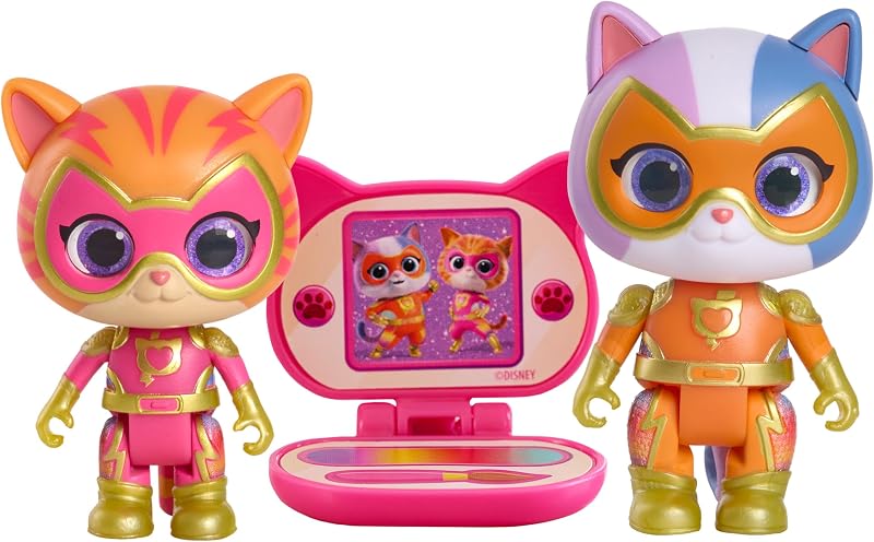 Disney Junior SuperKitties Su-Purr Charged Ginny and Buddy Figure Set, Kids Toys for Ages 3 Up by Just Play