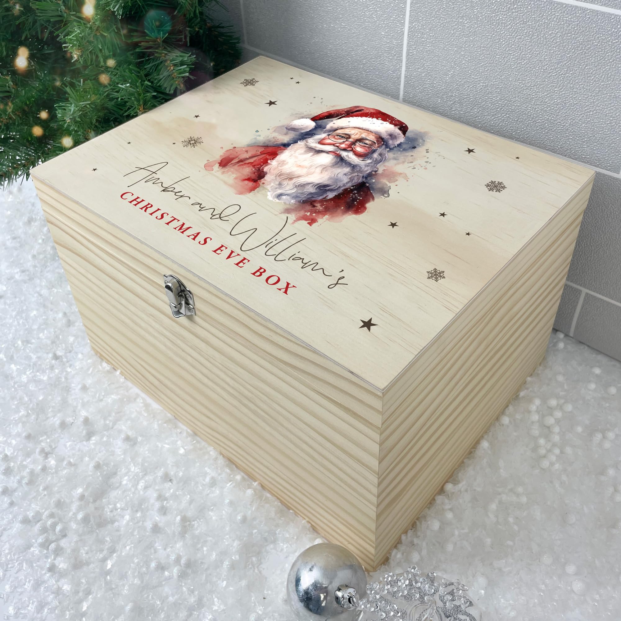 Caja de madera de pino con bisagras de metal y cierre para regalo de Nochebuena, 16 x 11 x 9 cm (ancho x profundidad x alto)
