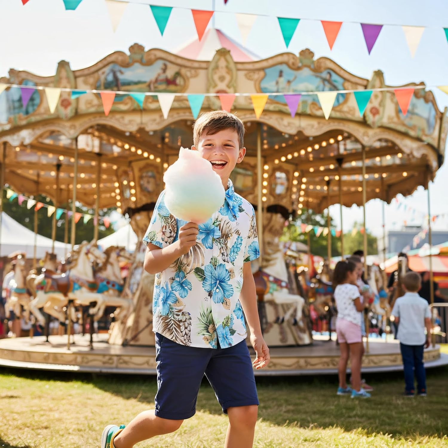 OCHENTA Boys' Hawaiian Button Down Shirt - Short Sleeve Tropical Floral Aloha Beach Tops (2T-14 Years) - Image 3