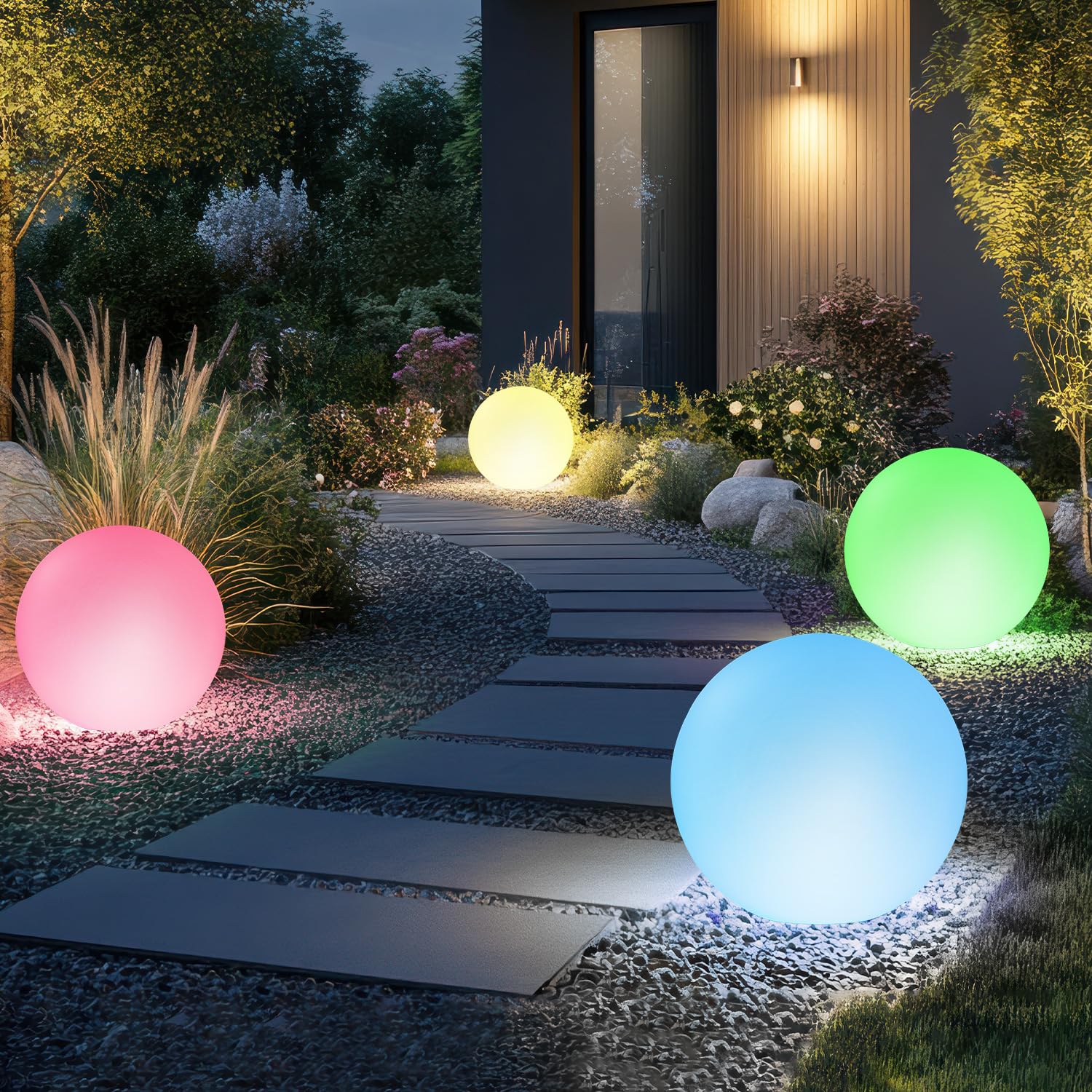 Shumi Lampada Solare A Sfera 30,5 Cm: LED 16 Colori RGB Con Telecomando, Impermeabile Per Giardino E Patio