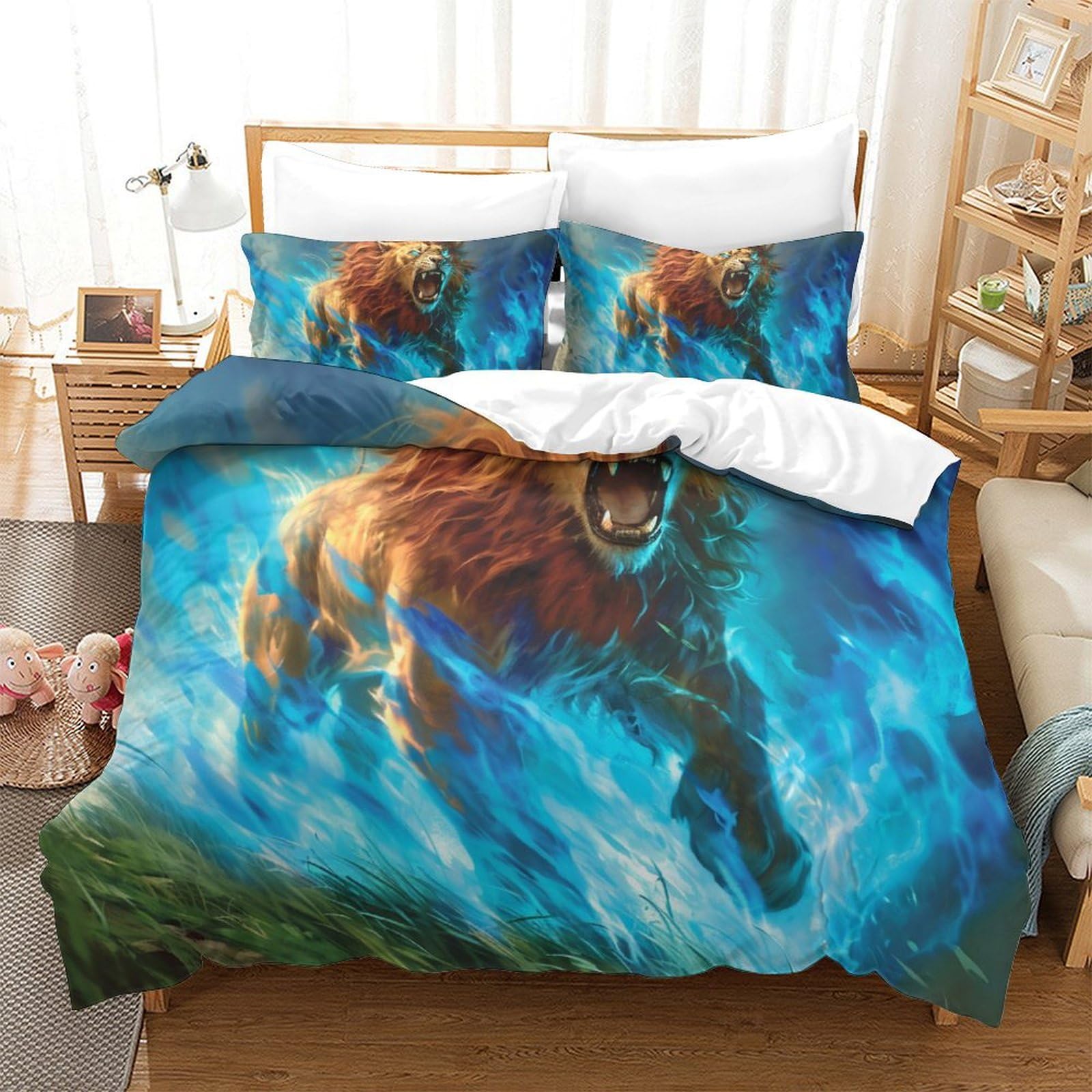 Parure de lit lion 260x220cm créez une ambiance sauvage et cocooning dans votre chambre