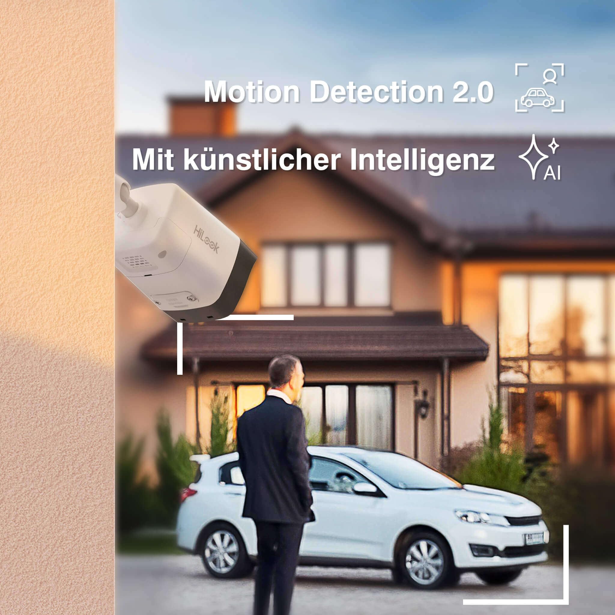 HiLook® by HIKVISION Überwachungskamera Set mit KI Personenerkennung und Hybrid Light Farbnachtsicht 8MP 4K PoE 8 Kameras IP67 wetterfest 2TB NVR vandalismusgeschützt Outdoor App Steuerung