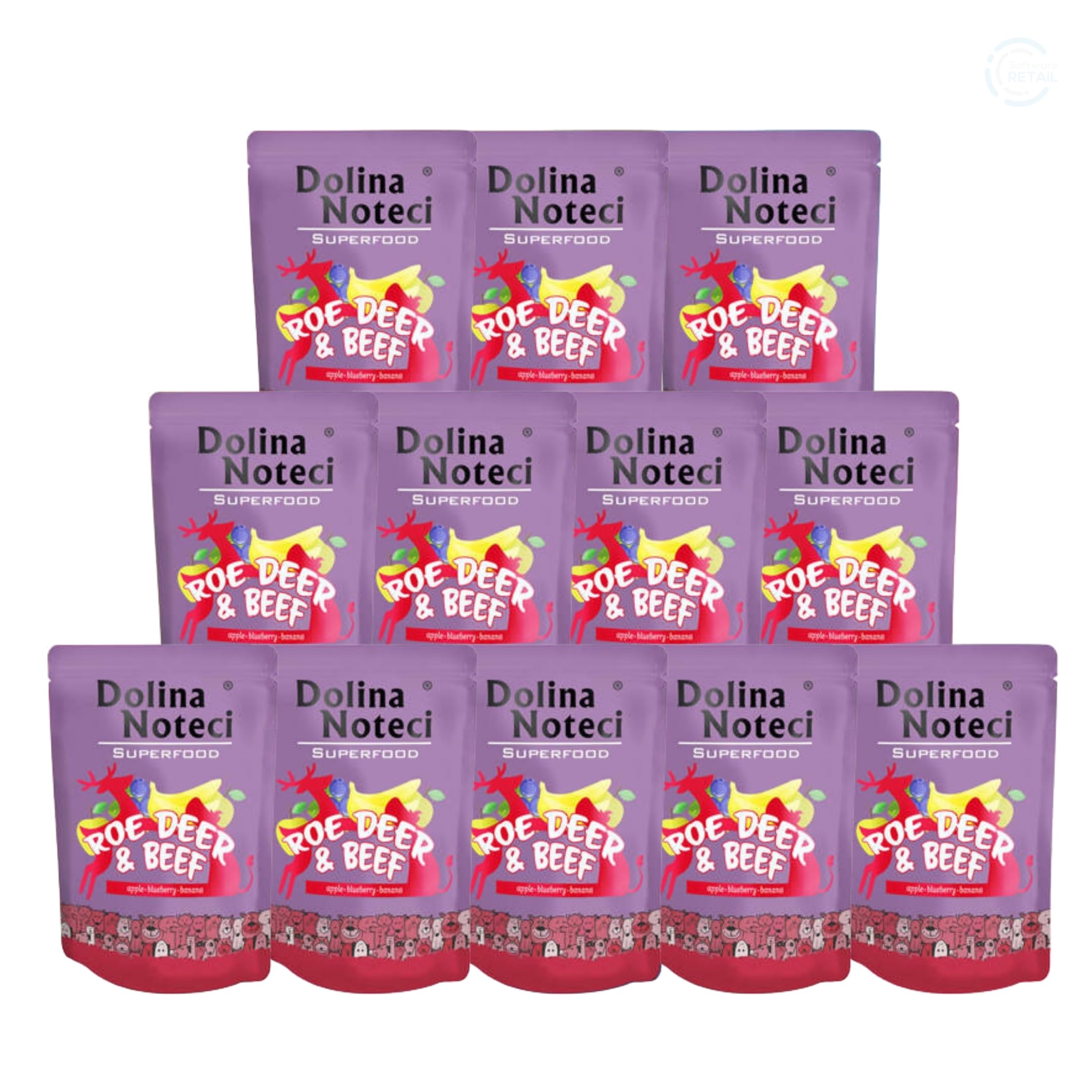 Dolina Noteci Premium SUPERFOOD Grain-Free Wet Dog Food for All Breeds – Natural Recipes, Tailored Nutrition, Unique Meats & Functional Supplements, No Additives (Roe Deer & Beef, 12x300g)