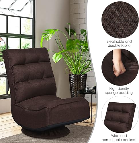 Miniatura 4 de Giantex - Silla gamer giratoria de 360 grados, silla plegable ajustable con 6 posiciones, soporte de muelle de casi 136 kg, respaldo acolchado