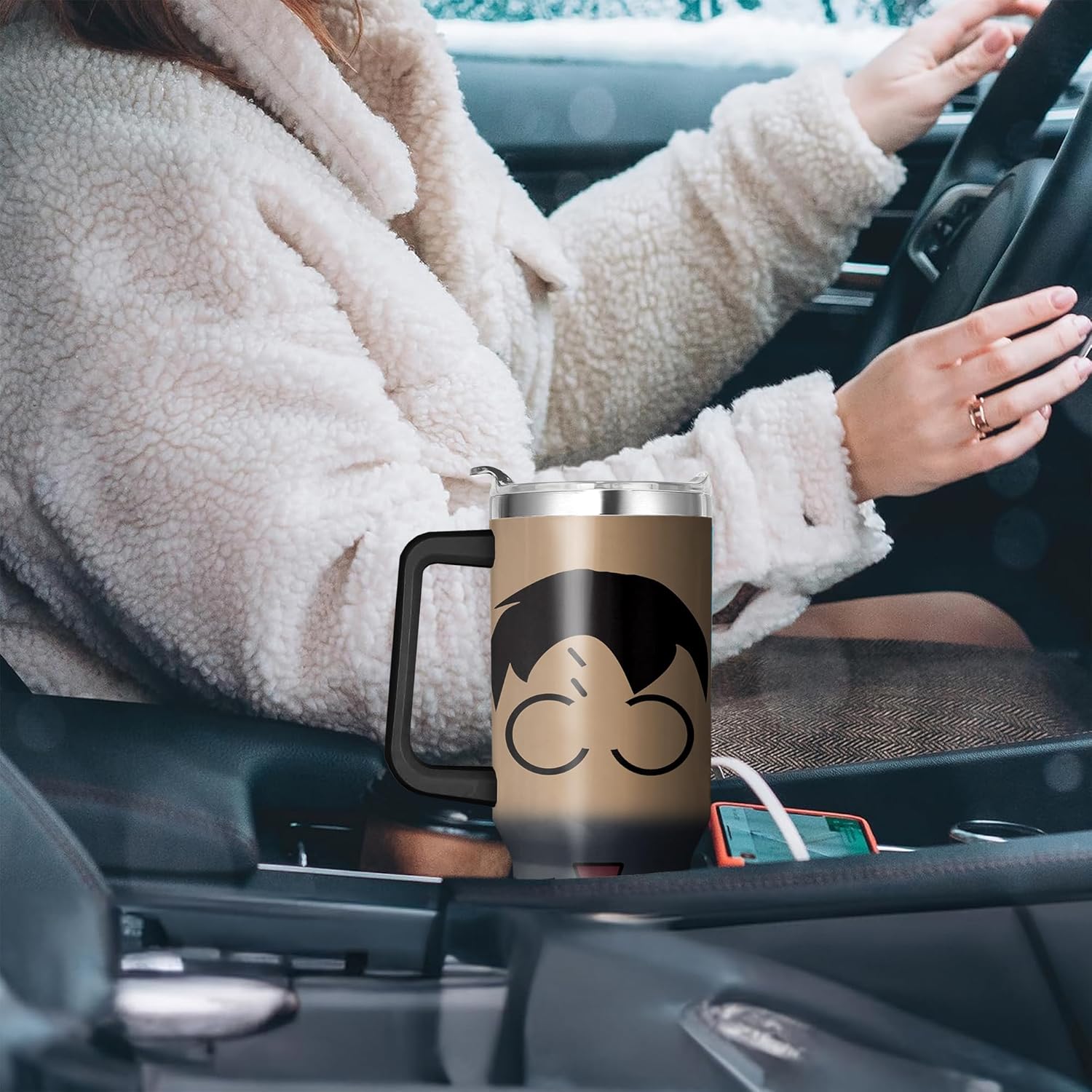 40 Oz Tumbler With Handle and Straw, Reusable Stainless Steel Travel Mug Keeps Drinks Cold & Hot, Leak Proof Insulated Tumbler for Water, Iced Coffee or Iced Tea for Woman Girl - Image 5