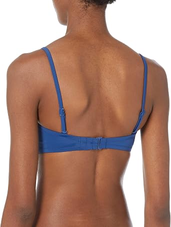 Amazon Essentials Women's Bandeau Swim Top with Removable Straps, Mesh Liner, Hook Fastener