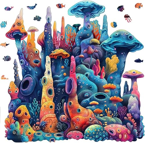 Miniatura 13 de Qiuenisray Rompecabezas de madera para adultos, rompecabezas de pulpo oceánico de 200 piezas, rompecabezas de madera fresca, decoración de pared,