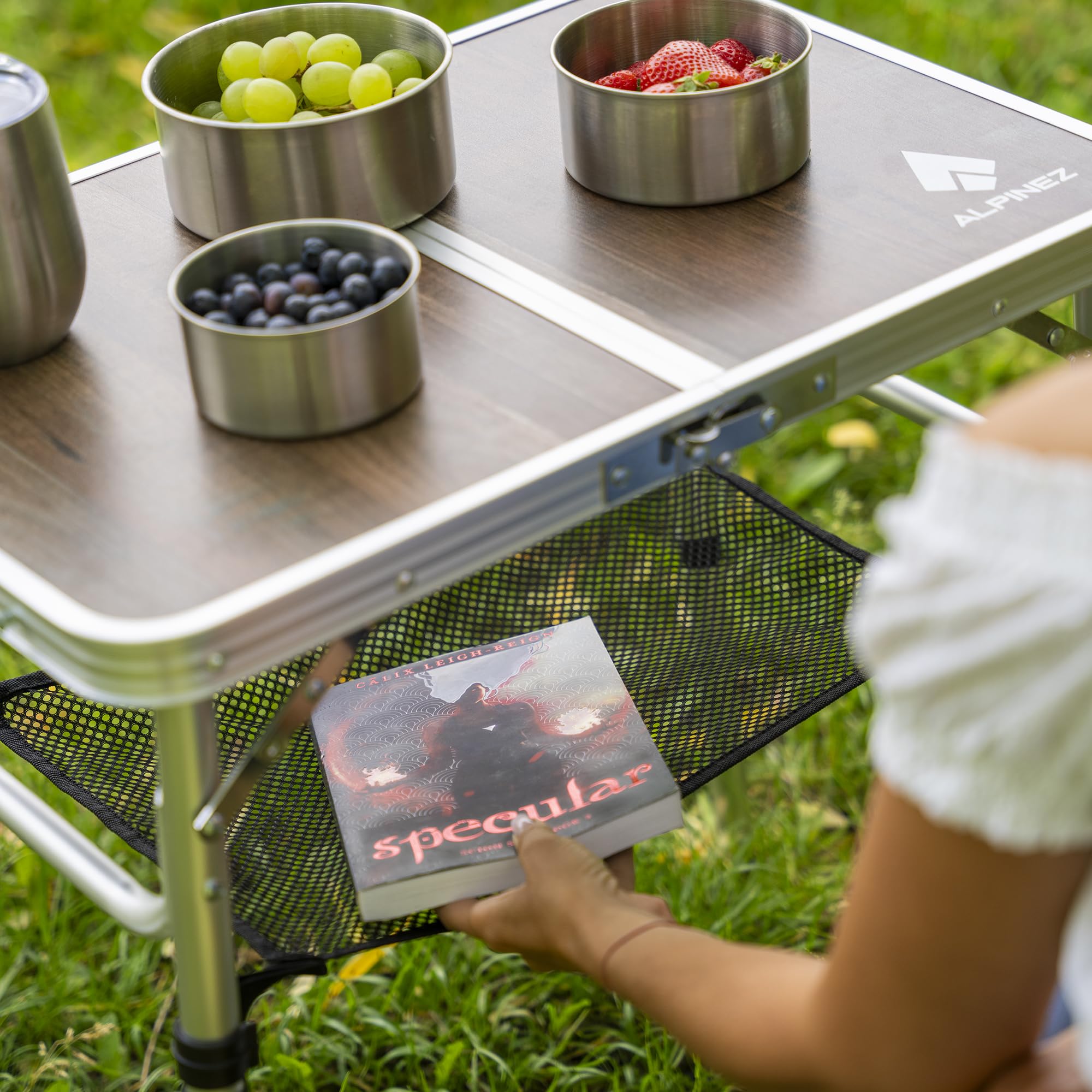 60x40 Campingtisch klappbar höhenverstellbar | Beistelltisch Outdoor Klapptisch Camping Tisch klein | Balkon Grilltisch Picknicktisch | Kompakt & Leicht