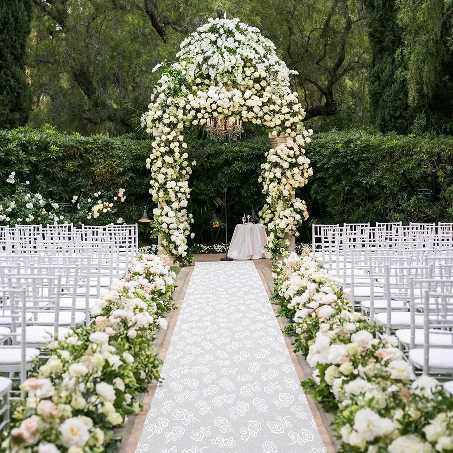 Thickened Aisle Runner for Wedding CeremonyFeet White Aisle Runner Walkway for Indoor Outdoor Wedding Church Decorations ，Halloween Parties can Also use a Carpet，50g(Rose, 3x50Feet)