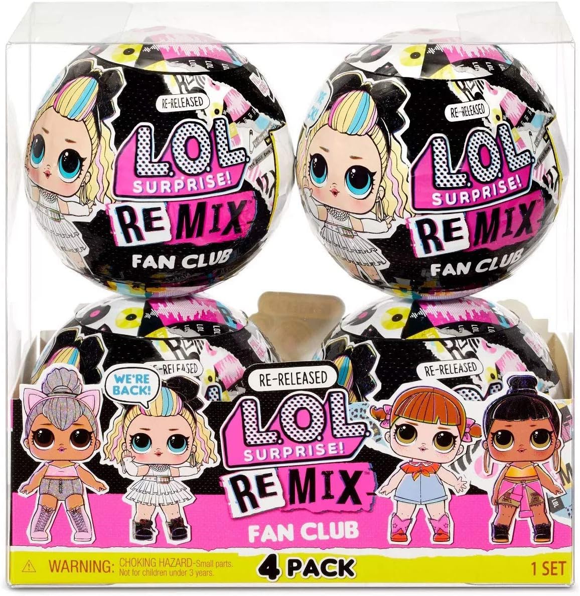 L.O.L. Surprise! Remix Fan Club 4 Pack – 4 Re-Released Dolls Each with 7 Surprises