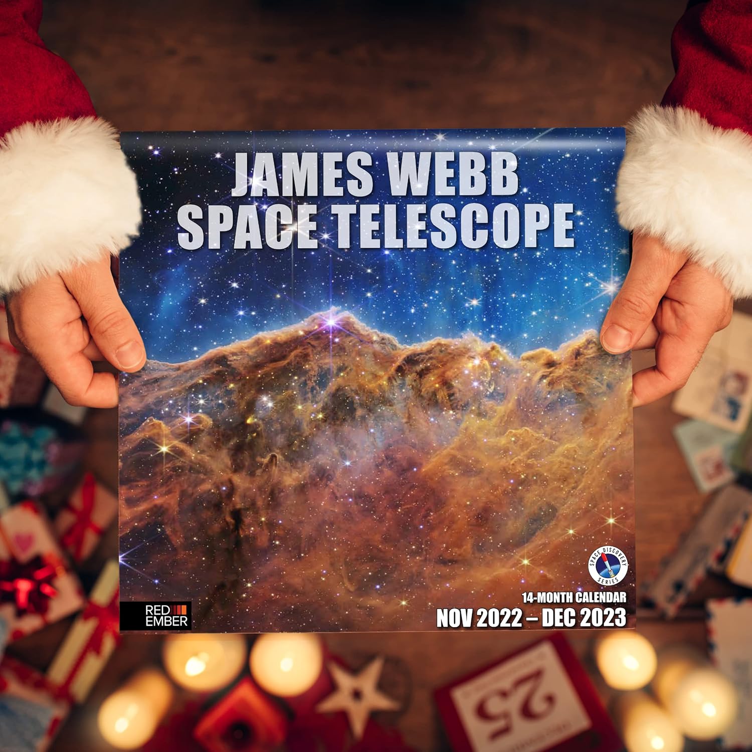 RED EMBER James Webb Space Telescope 2023 Hangable Monthly Wall Calendar |12" x 24" Open | Thick & Sturdy Paper | Giftable | Outer Space Universe NASA : Office Products