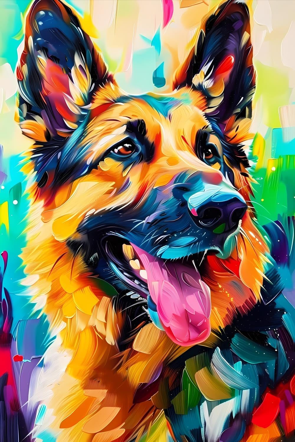 JOEAUEN DIY German Shepherd Dog Diamond Painting, The Vibrant German Shepherd Paint by Numbers for Beginners, Full Round Diamond Art Kits for Room Decor & Living Room Decor (20x30 inch)
