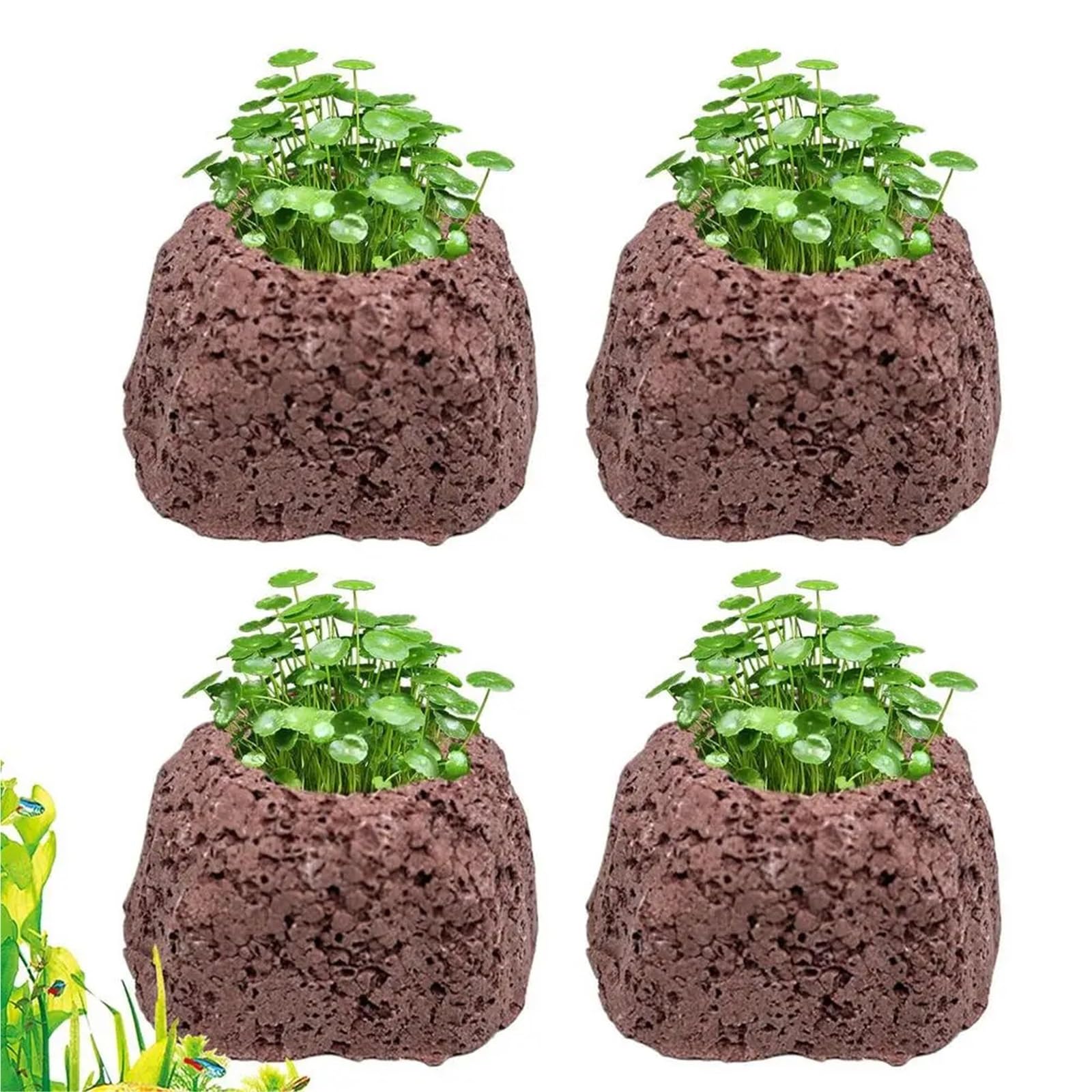 Yangshe 12 Pieces Aquarium Plant Weights Volcanic Stone Anti-Floating Aquatic Water Plant Fixed Rings For Freshwater Shrimp Pond Pool