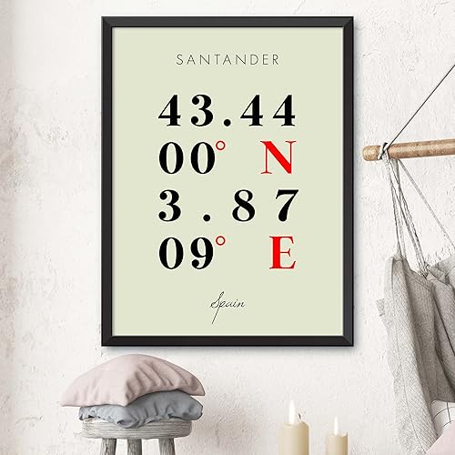 Miniatura 3 de Mapa de Santander, España, Coordenadas Multilíneas de Colores (16x20)