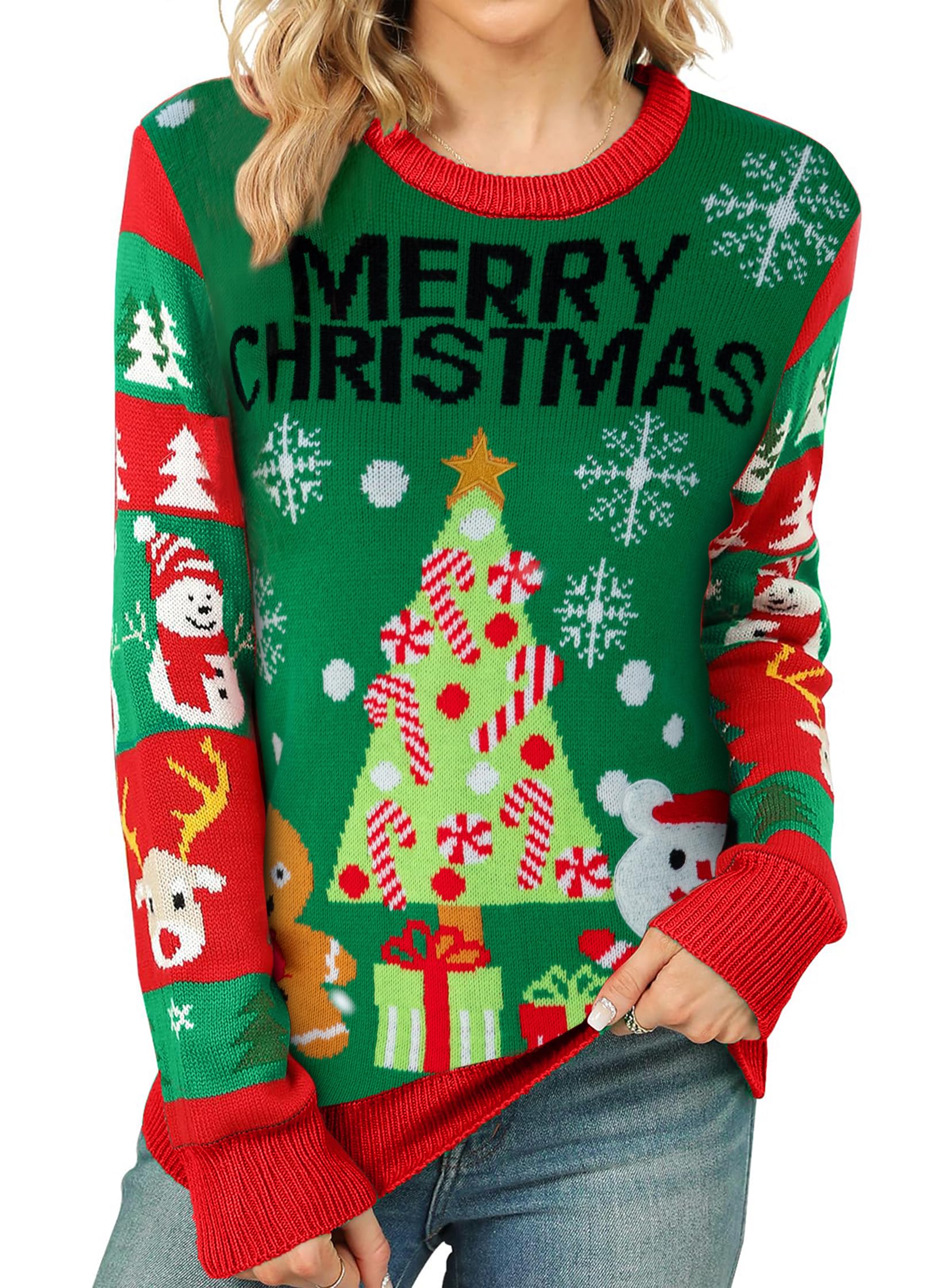 PECHAR Christmas Tree Sweatshirts Women Pine Tree Print Shirts Nature Lover Gift Casual Tee Long Sleeve Xmas Pullover