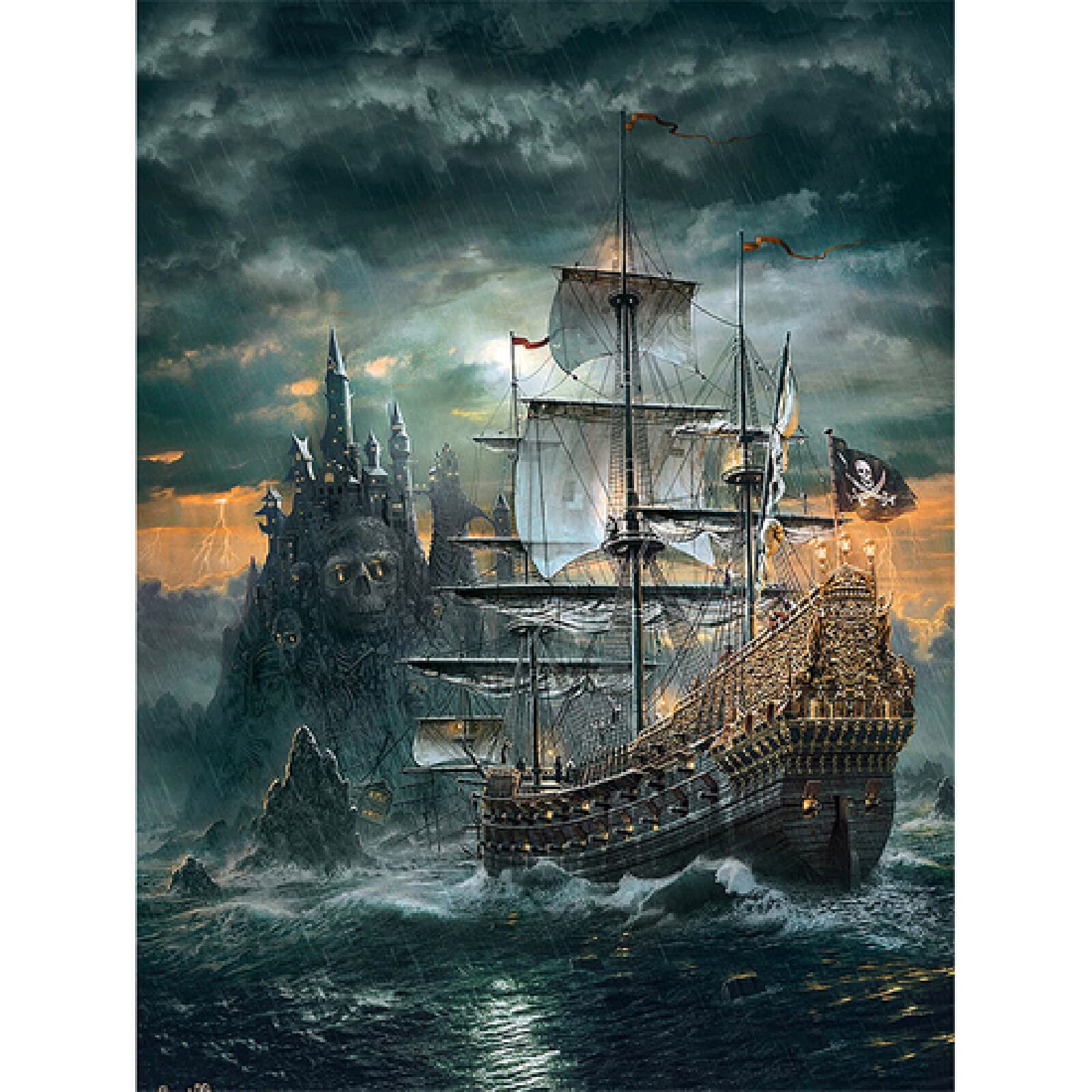 5D DIY Diamond Painting Kits Pirate Ship Full Drill Crystal Rhinestone Canvas Adults Cross Stitch Embroidery Mosaic Pictures Hand Crafts Wall Living Room Home Decoration Square Drill 30x40cm AAB15074