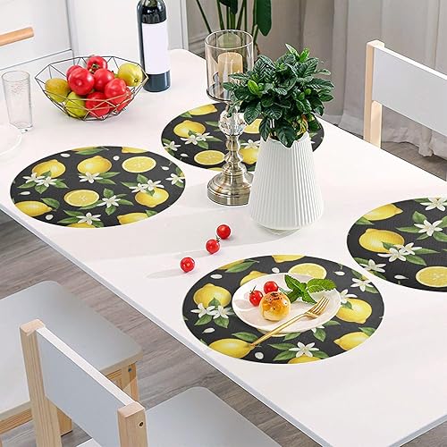 Miniatura 6 de Sliced Lemons Round Place Mats, Heat Resistant Non Slip Dinner Placemats Round for Kitchen one sizex1