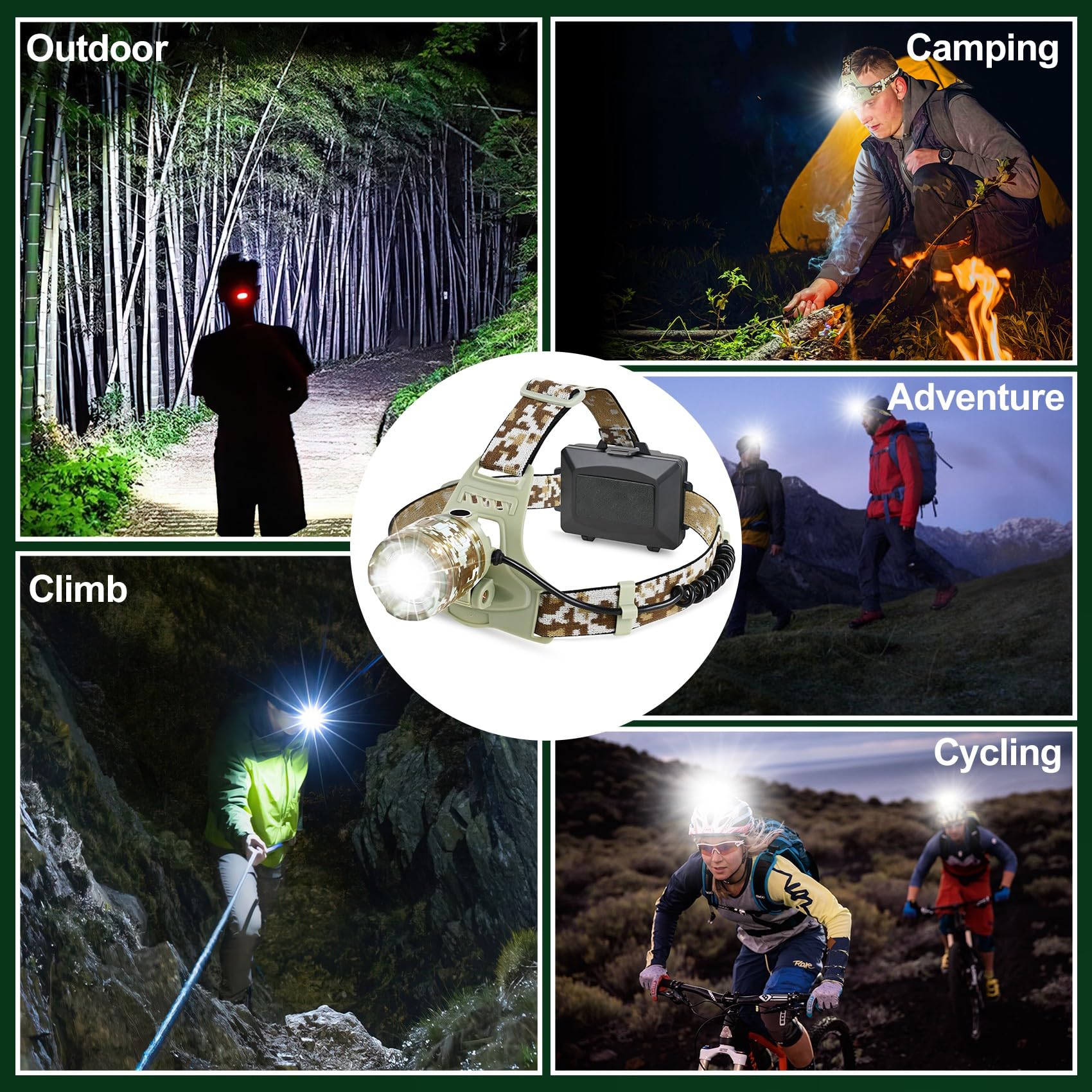 Rechargeable Headlamp High Lumen, 3000L Super Bright Head Lamp, 90° Rotatable Head Lights For Forehead, Adjustable Focus Headlight Flashlight, 4Modes LED Headlamps For Adults Hardhat Camping (2Pack