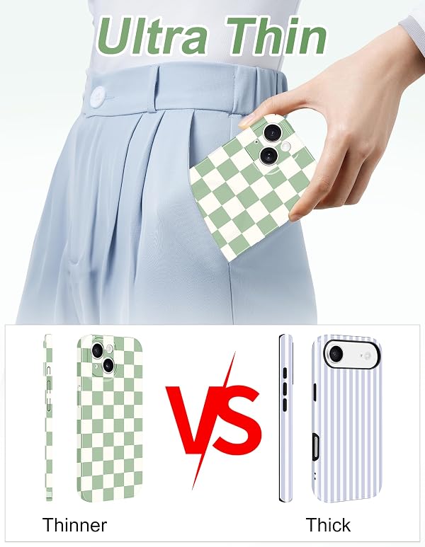 Aitipy Magnetic Checkered Slim Phone Case for iPhone 14, Green by Aitipy - Used condition - Image 4