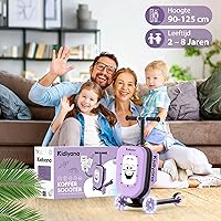 Kidiyana Scooterkoffer voor kinderen met wielen en led-wielen, in hoogte verstelbaar stuur, A5-kijkvenster, uitbreiding van de opbergruimte met 7 cm