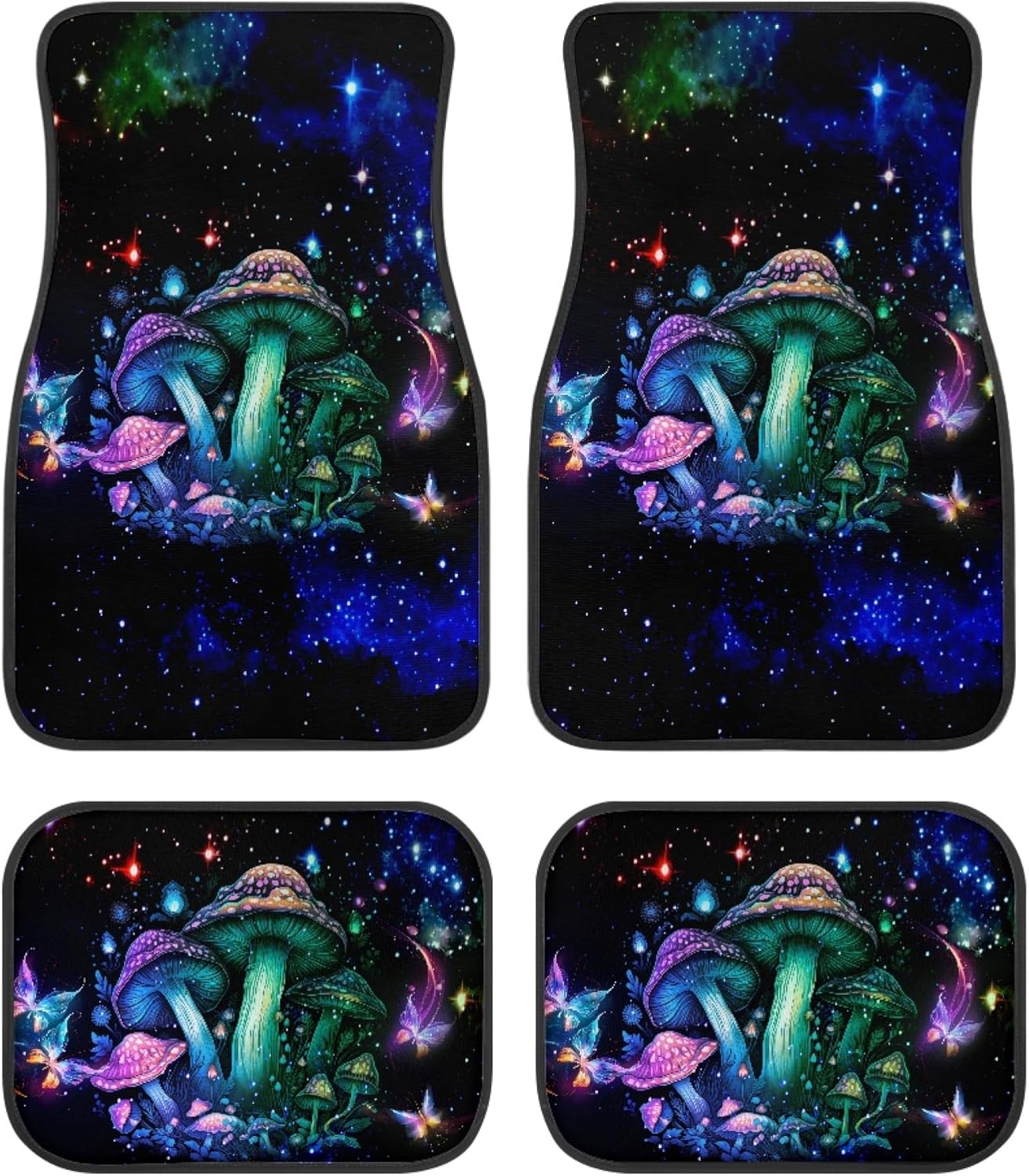 Floor Mats for Cars SUVs Trucks Full Set Front and Rear Car Mats Universal Fit Car Carpet Protector,Set of 4 Bats Spider Web Purple Print