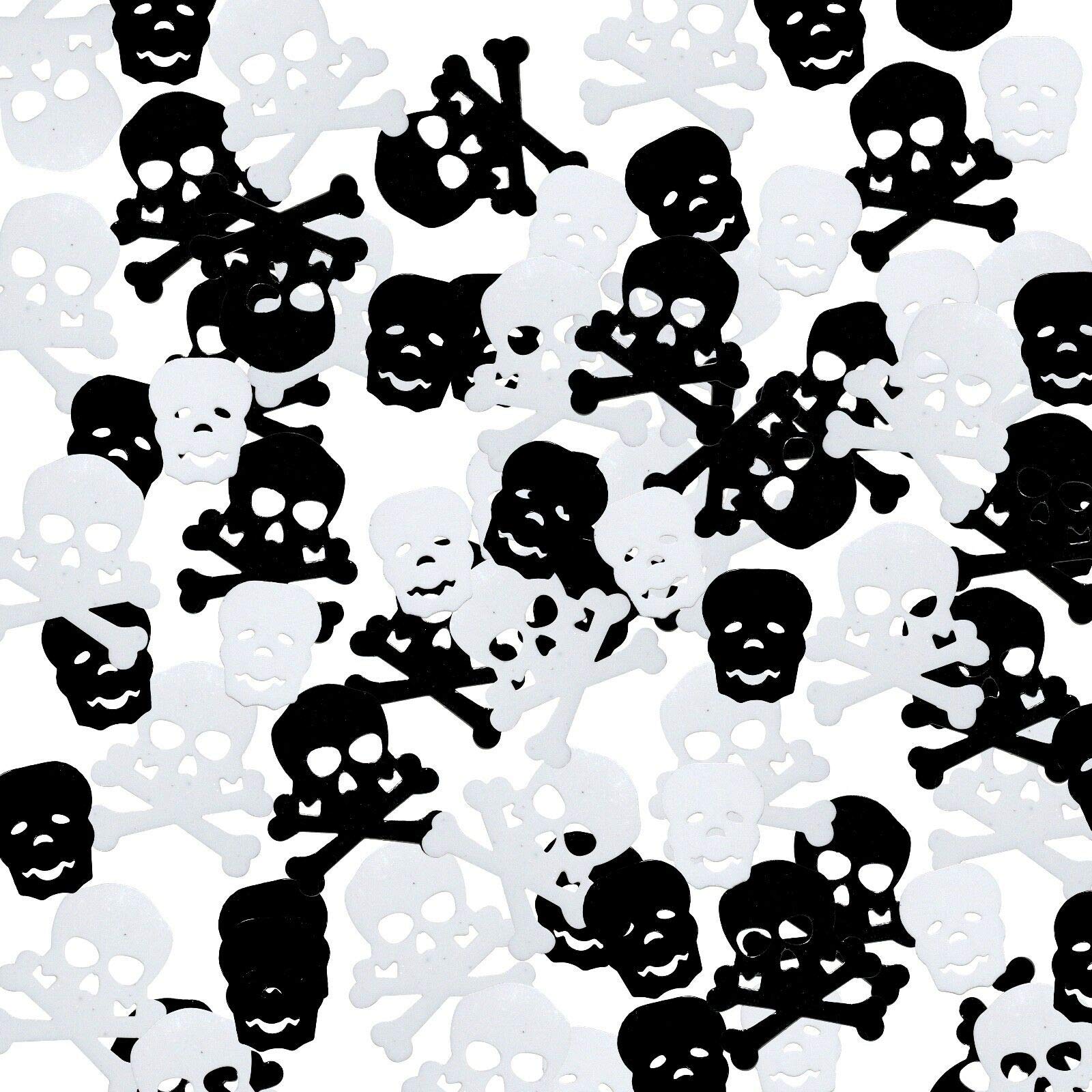 4-Pack Skull & Crossbones Pirate Halloween Table Confetti – 52g Black & White Party Scatter for Pirate Themes, Trick or Treat & Halloween Decor