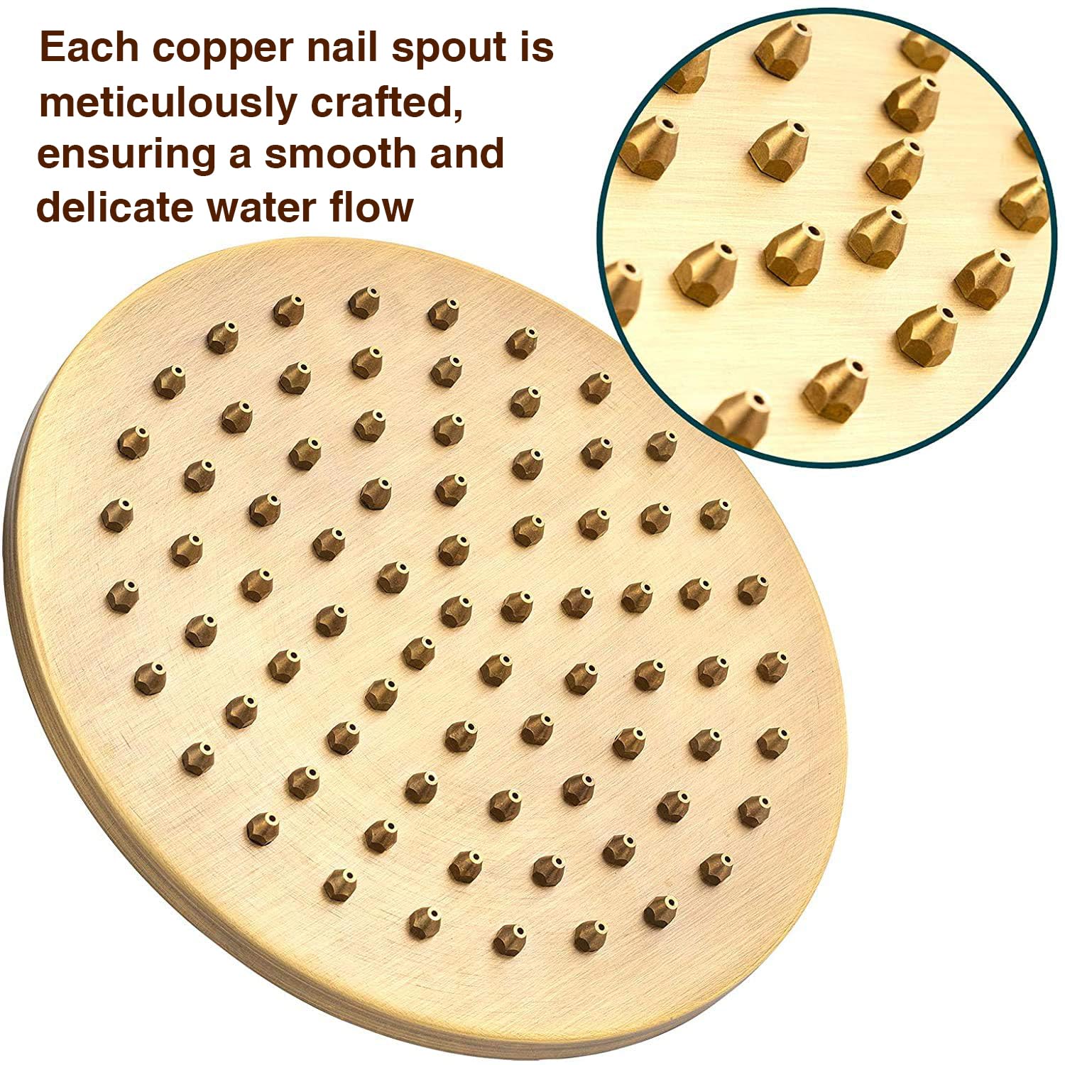 HomeLava Soffione Doccia a Pioggia 8 Pollici Rotondo, Spruzzino Doccia in ottone anticato, Docce Fisse Anticalcare Alta Pressione, Stile Retrò in Bronzo