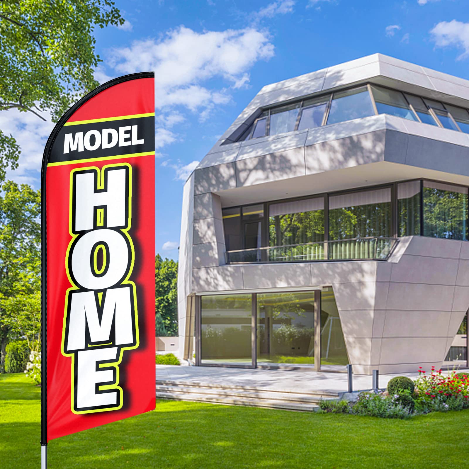Modello Home Flag, Modello Home Bandiere con Pole Kit 11FT, Modello Casa Bandiera con Pole Set per le aziende, Pubblicità Swooper Piuma Bandiera Banner Segno per Modello Casa Negozio Affari