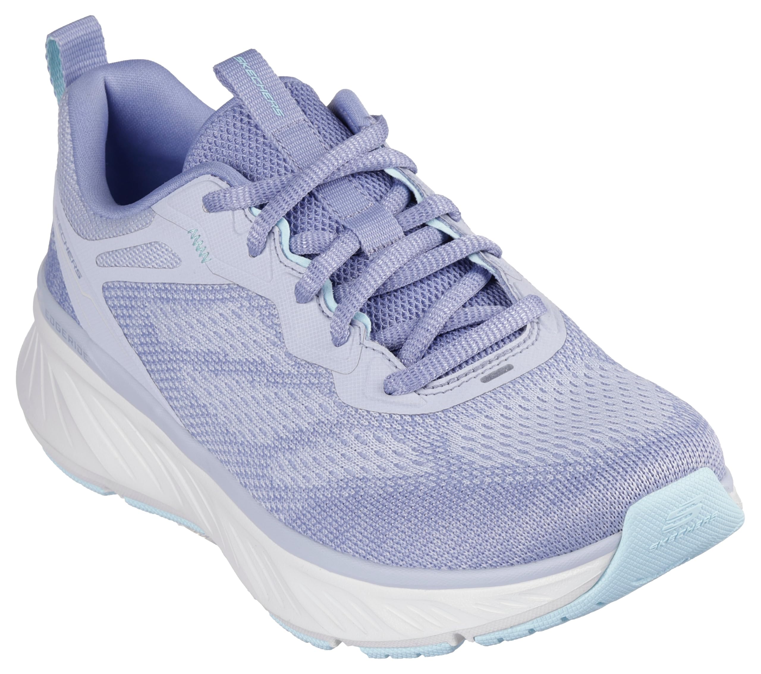 Skechers Women's Edgeride Power Flow Sneaker, Slate Knit/Aqua Trim, 4.5 UK