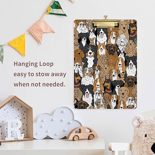 Miniatura 10 de Yasala Portapapeles acrílicos Pit Bull Dog Black A4 tamaño carta estándar con clip de metal dorado de perfil bajo clip de regreso a la escuela, 9 x