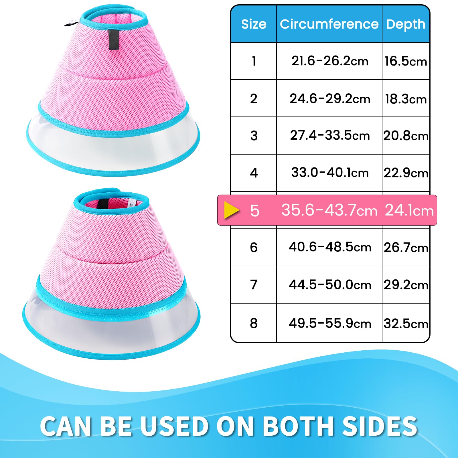 Collare Elisabettiano Cane Morbido, Collare Protettivo per Cani e Gatti, Collare a Cono Traspirante per Cani, Protettivo per Recupero Postoperatorio, Collare Anti Morso o Leccato (Pink, Size 5)