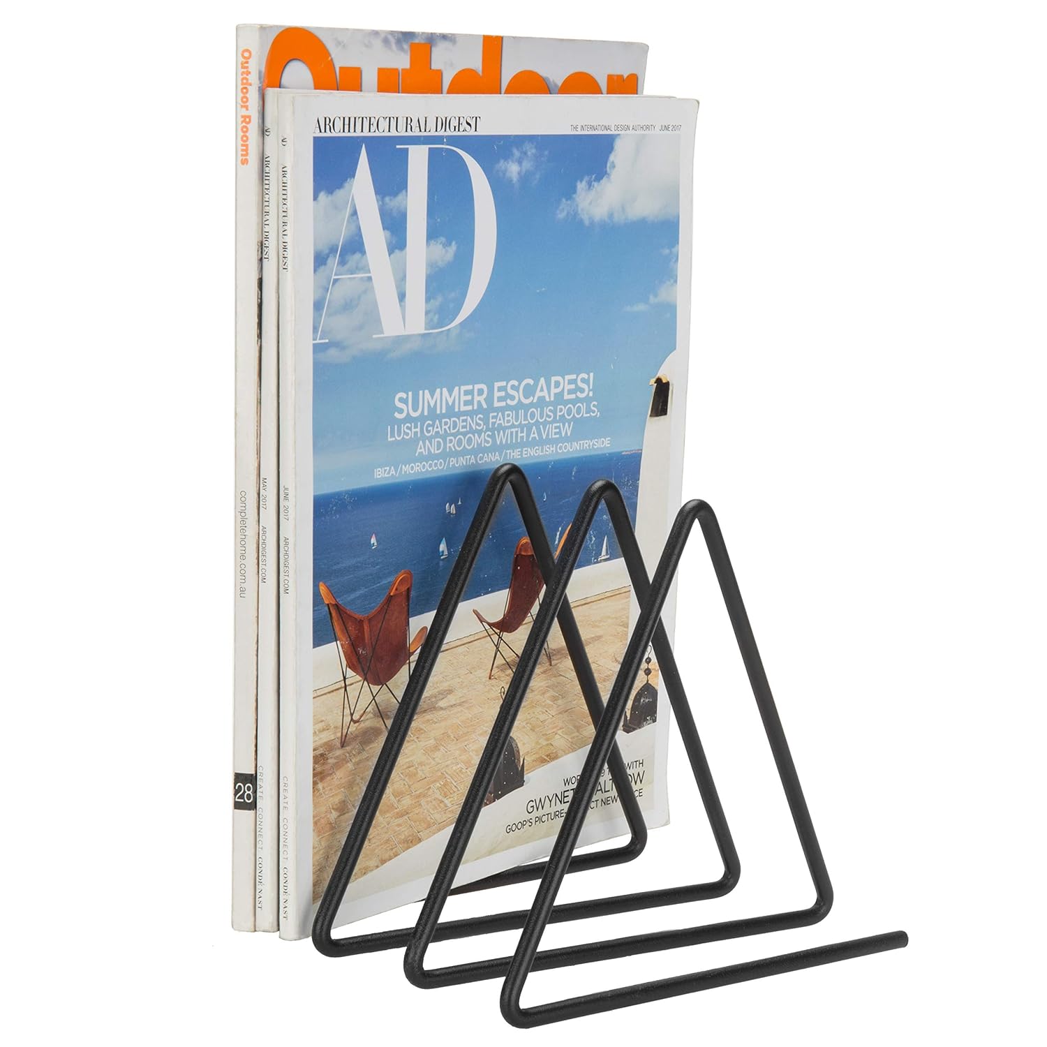 MyGift 3Slot Desktop Triangular Black Metal Wire Mail & File Sorter