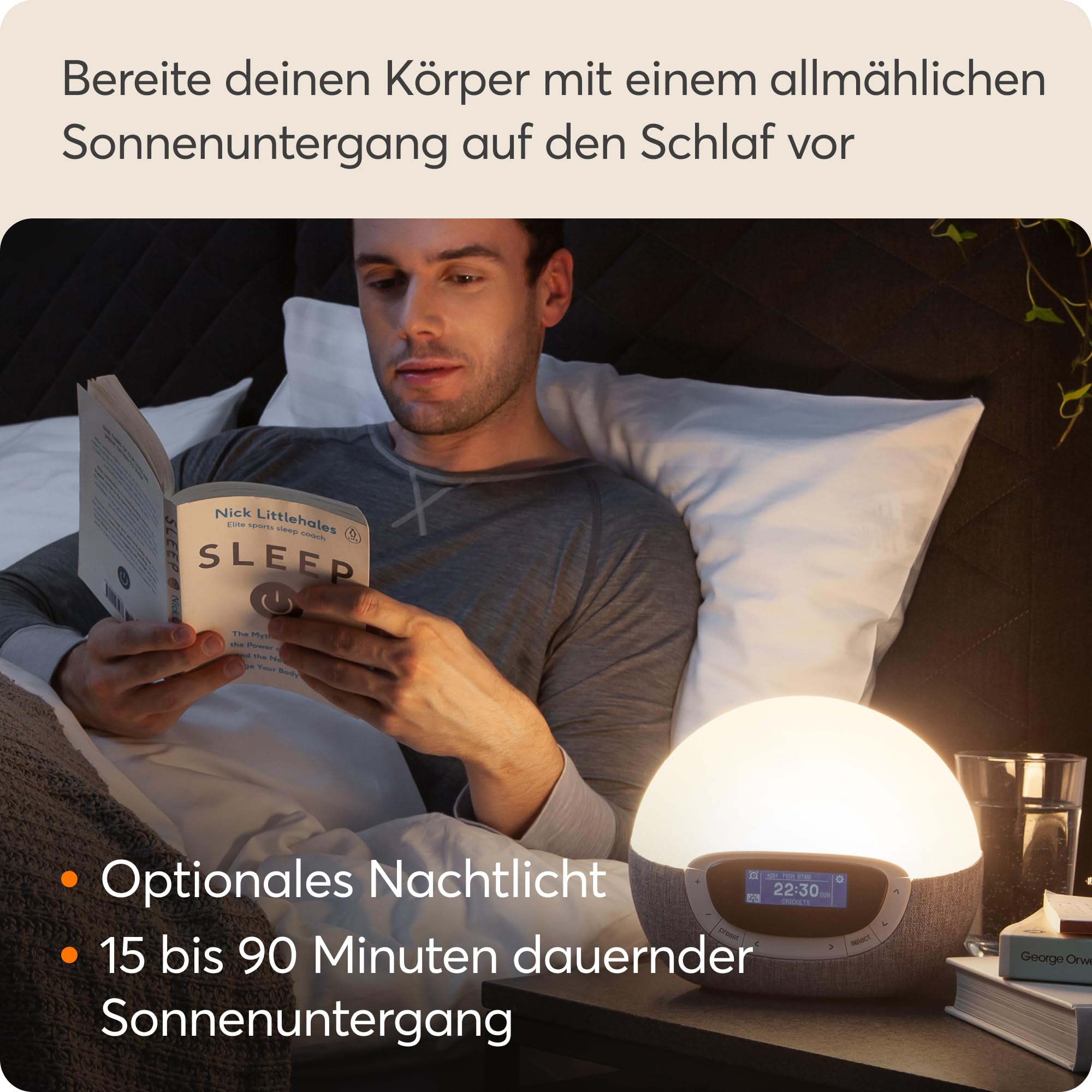 Lumie Bodyclock Shine 300 Lichtwecker mit Radio 15 Klängen Einschlafsonnenuntergang